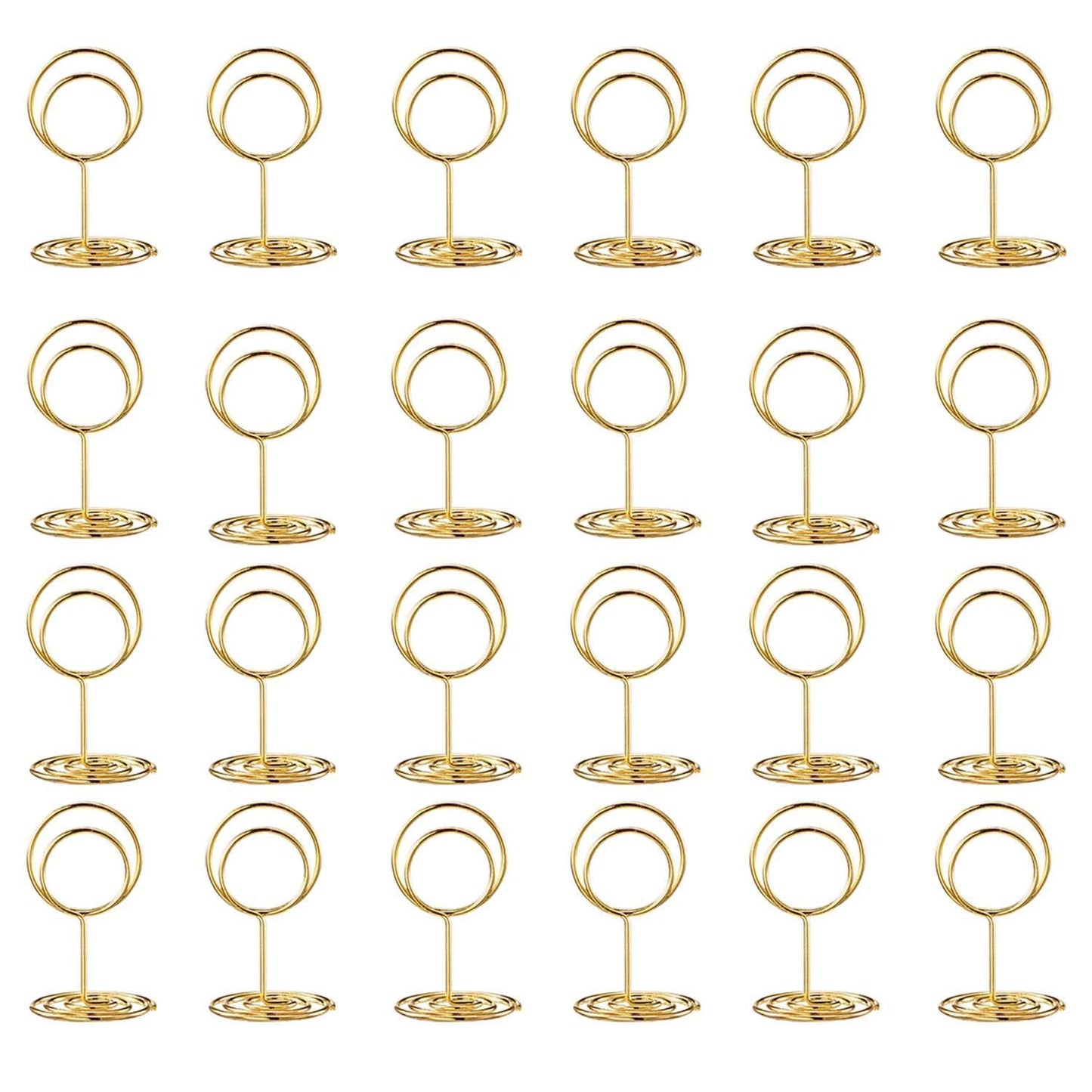 Toncoo 24 Pcs Premium Mini Table Number Holders and 24 Pcs Place Cards with Gold Foil Border, Place Card Holder, Table Sign Stand, Photo Picture holders for Centerpieces, Wedding, Party, Birthday