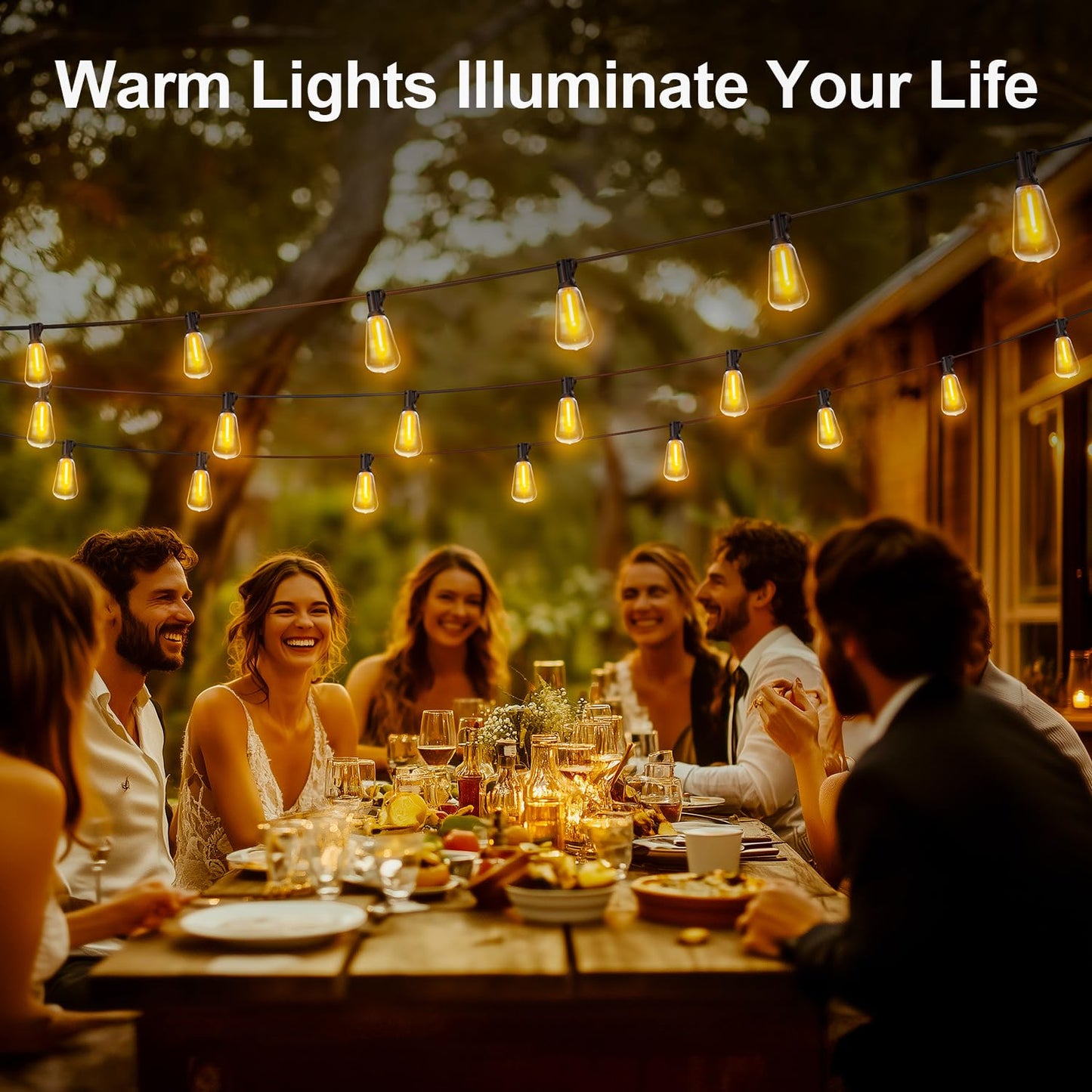 Outdoor Lights String Patio Outside - 100ft 30M LED Waterproof Light - Hanging Lighting ST38 Shatterproof Edison Bulb Deck Backyard Gazebo Balcony Party Bistro Cafe Pergola Garden Yard Porch Dimmable