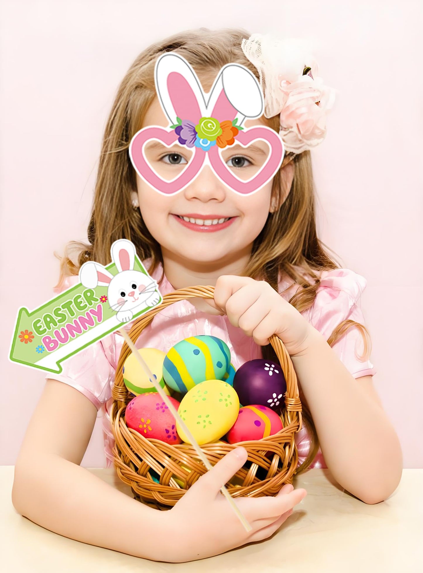 Easter Party Decorations Happy Easter Photo Booth Props Kit Cute Eggs Bunny Glasses Birthday Photography Props Rabbit Chick Eggs Spring Party Decorations Supplies 35 Pieces
