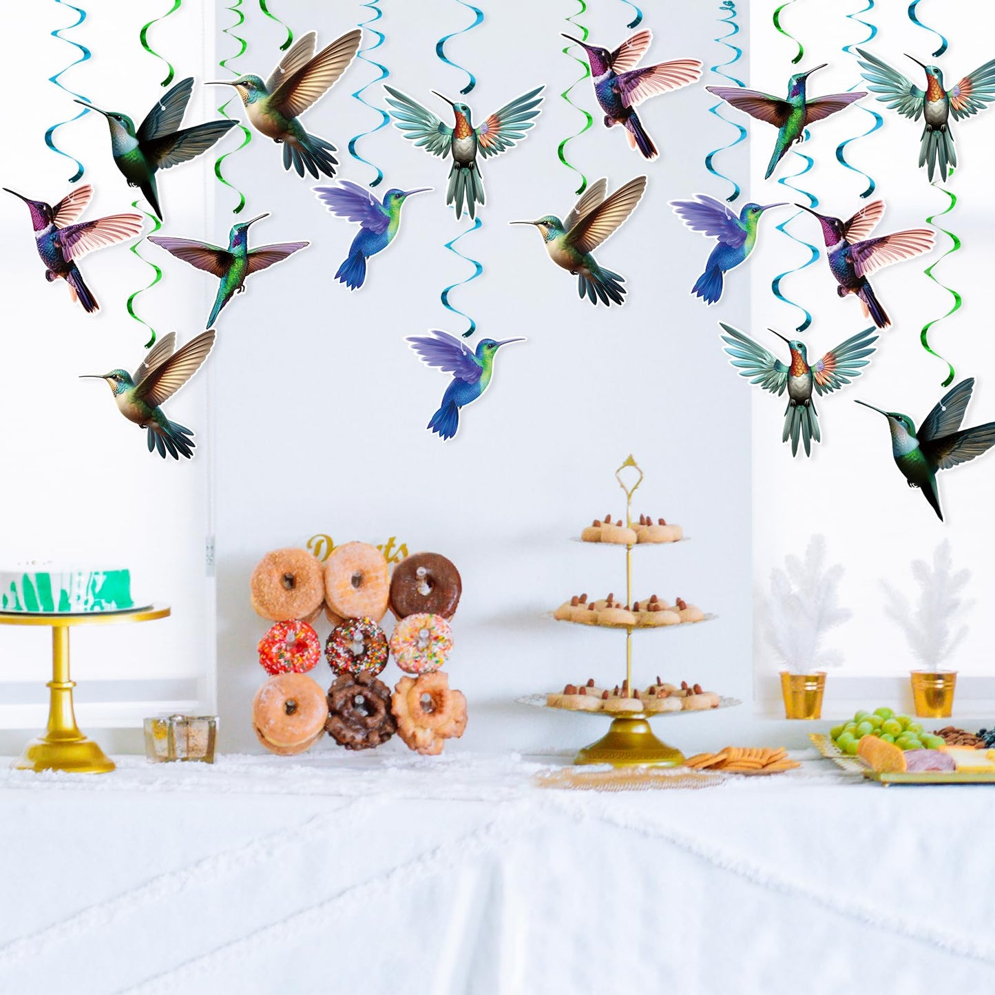FOZEE Hummingbird Hanging Swirls, Bird Ceiling Decorations, Hummingbird Birthday Party Decorations, Hummingbird Decorations, Happy Mothers Day Party Decor, 18Pcs