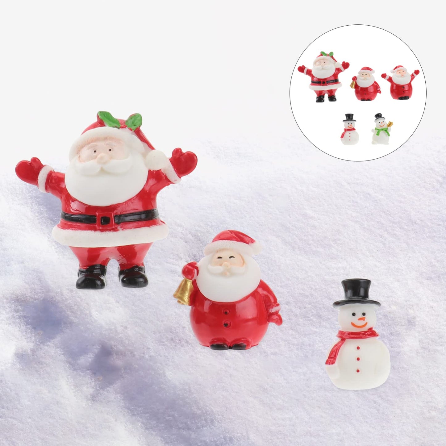 Happyyami 10 Pcs Santa Claus Resin Miniature Ornaments, Christmas Desktop Decorations for Home Office, for Holiday Decor and Children