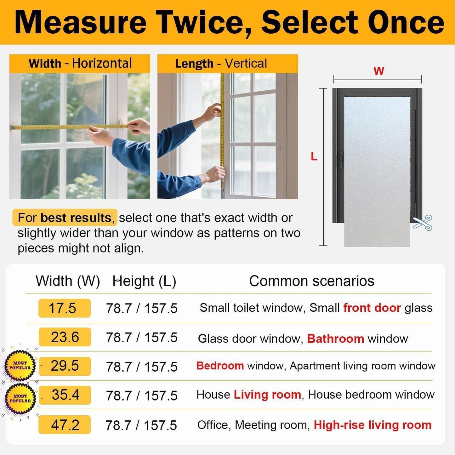 Dwersty Frosted Glass Window Privacy Film Decorative, Bathroom Window Privacy Film for Glass Windows Cover, Static Cling, Removable, Reusable, Anti-UV, Anti-Glare, Heat Blocking, 17.5 by 78.74 inch