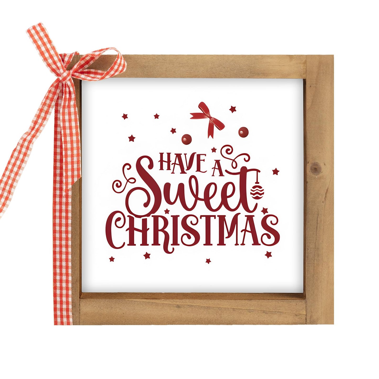 pechpell Christmas Wooden Sign, 6 Inch Xmas Decorative Signage Plaque Decor, Holiday Indoor Table Shelf Desk Mantel Tiered Tray Wall Art Kitchen Coffee Bar Rustic Farmhouse Decorations for Home Office