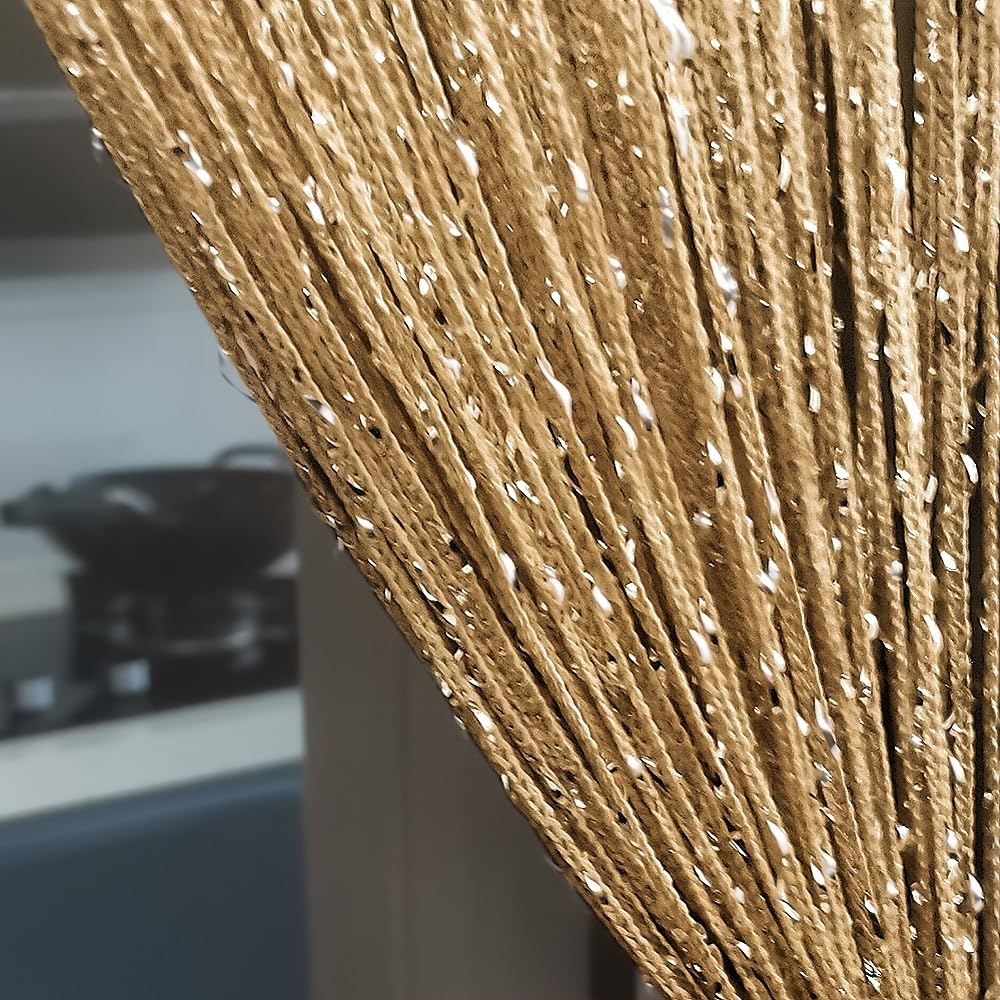 ave split Decorative Door String Curtain Wall Panel Fringe Window Room Divider Blind Divider Tassel Screen Home 100x200centimeter (Champagne18)