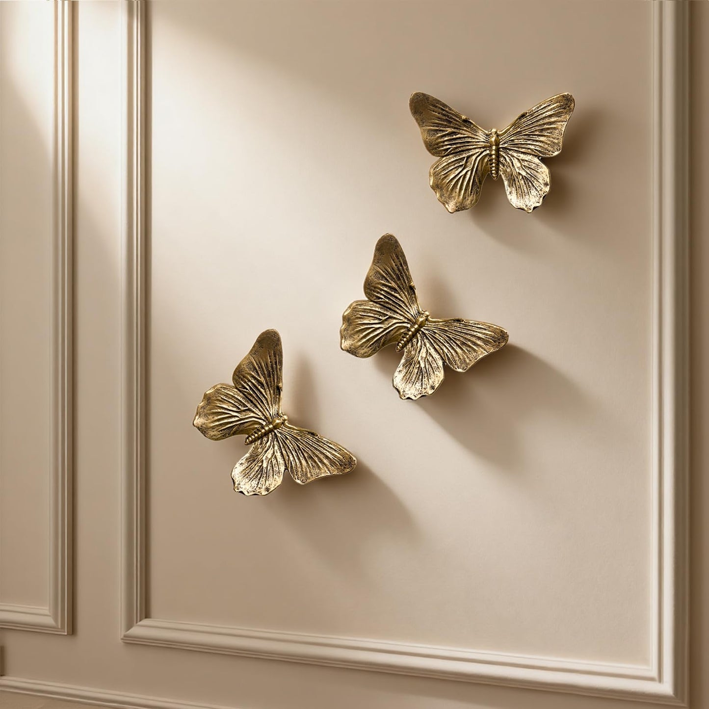 GUSFREUD 3D Butterfly Wall Decor Set – Resin Wall Decorations for Living Room, Bedroom, Garden, Yard, Outdoor and Gallery Walls - Antique Copper - Set of 3