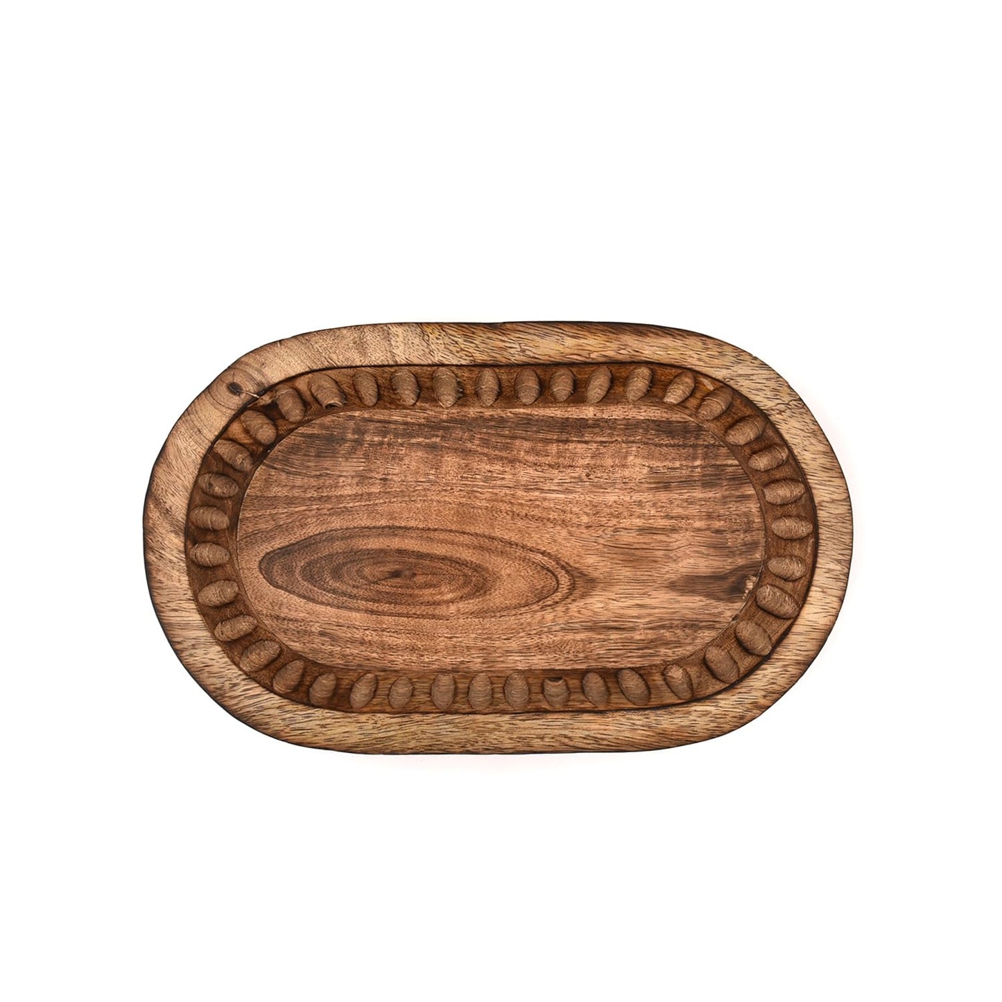 Kaizen Casa Decorative Bowl Mango Wood for Home Decor, Unique Centerpiece Bowl, with Hand Carved Vertical Stripes for Home Decor, Bathroom, Kitchen Counter, & More (10" x 6" x 2")