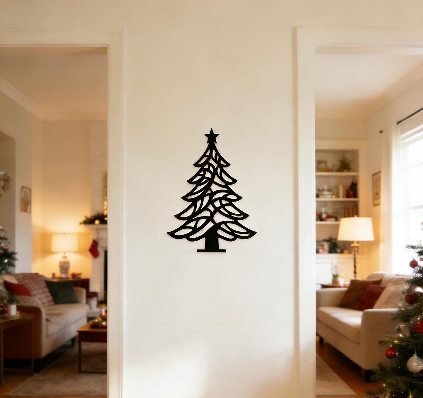 Metal Wall Art Christmas Tree: Black Metal Wall Tree, Minimalist Rustic Tree Decor for Living Room Bedroom Bathroom Dining Room Outside | Housewarming Gifts, Modern Farmhouse Decor Deals, Year Round