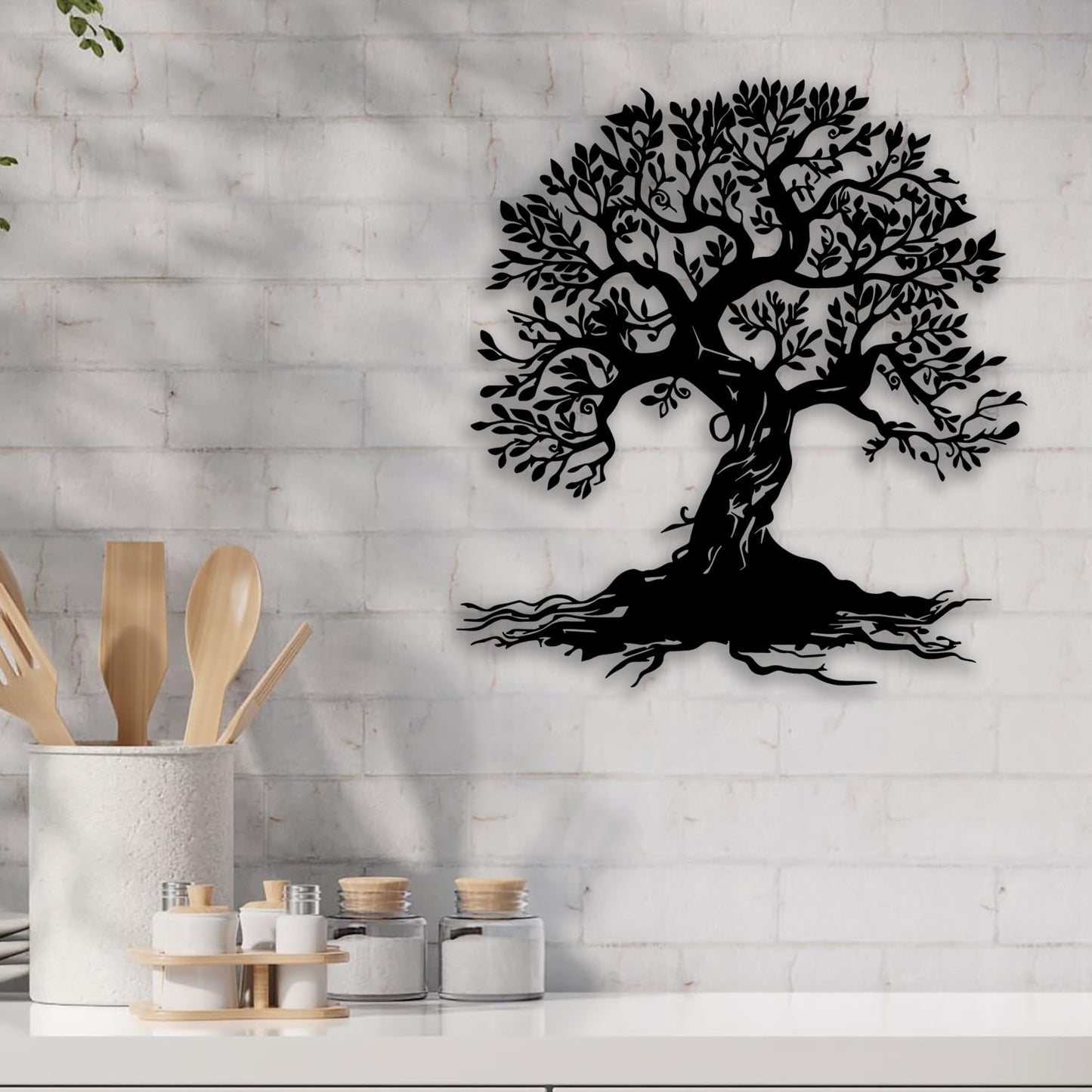 Tree of Life Metal Wall Decor - Room Decor Wall Art Home Decor for Living Room, Bedroom, Office, Garden, Courtyard (Black)