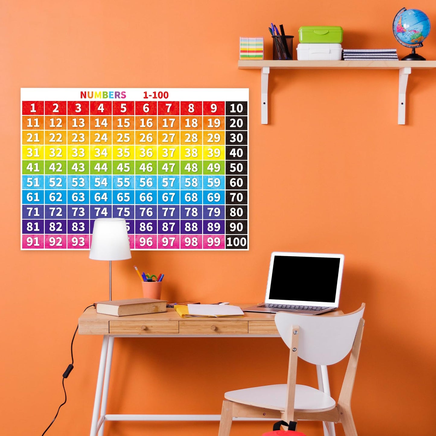 Numbers 1-100 Chart Bulletin Board Borders Classroom Decorations Educational Math Posters Learning Banner Tool Wall Door Decor Kindergarten School Office Home Teacher Supplies (Poster Fold Package)
