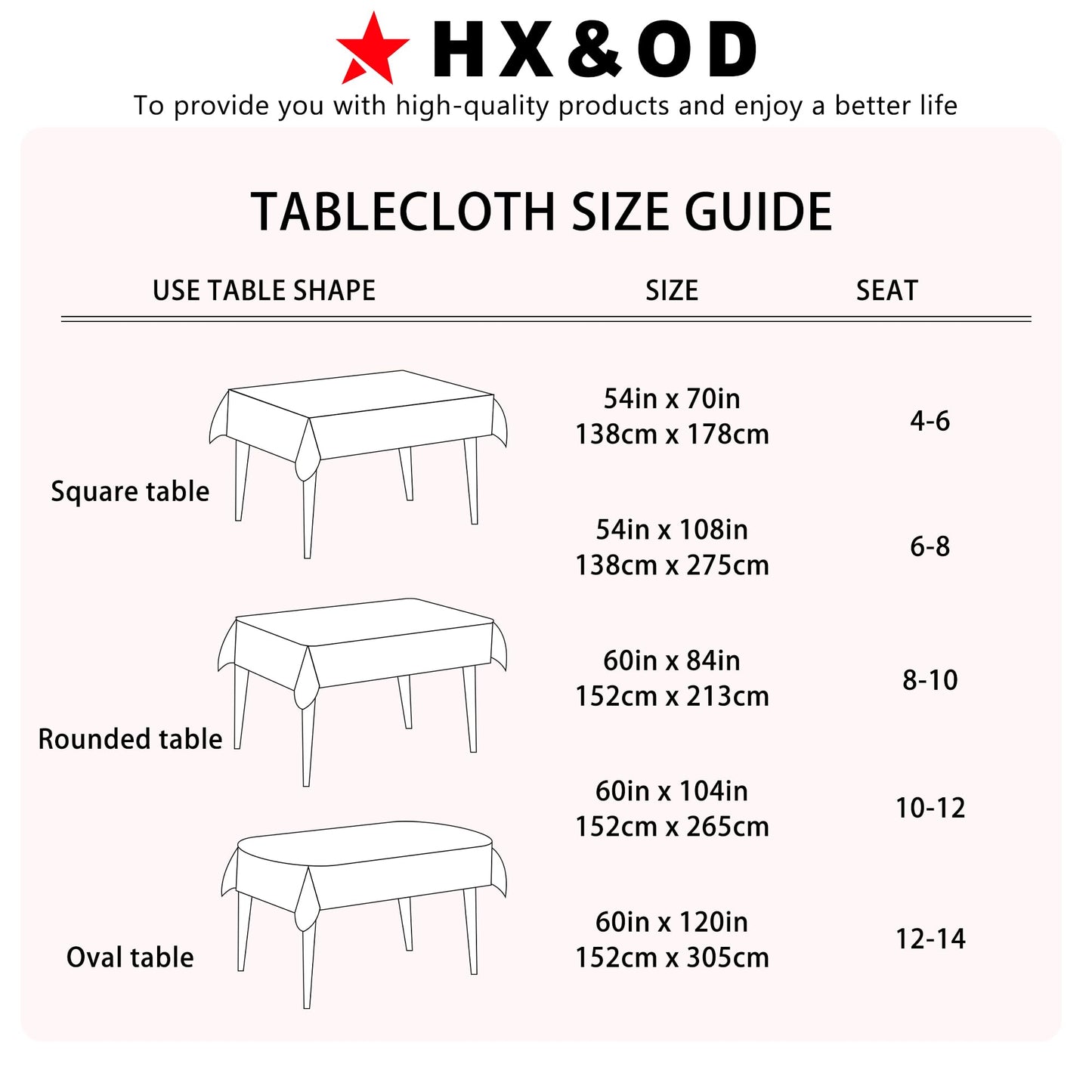 HX&OD Rectangular Tablecloth Cationic Fabric Waterproof Stain Resistant Wrinkle-Resistant for Home/Decoration/Party/Buffet/Wedding/Dining Room/Camping