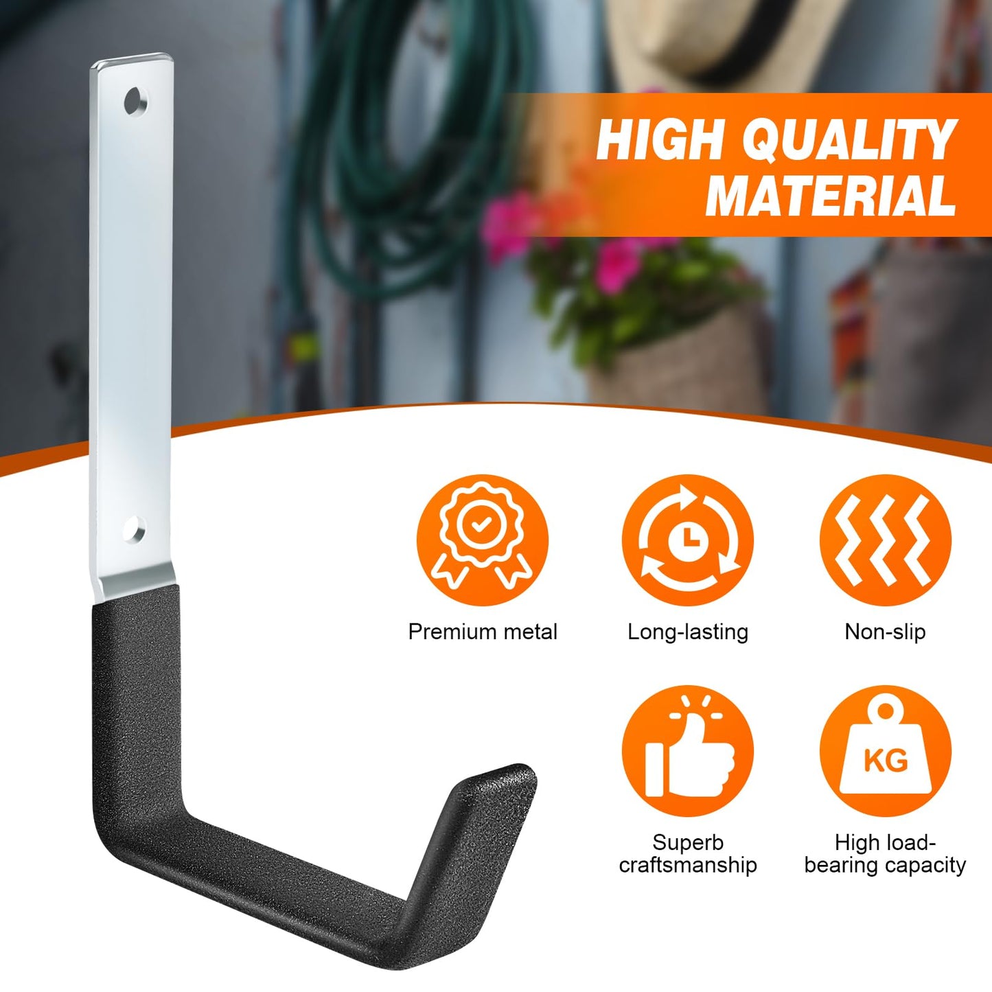 TVKB Ladder Hangers for Garage Wall Garage Hooks Heavy Duty Wall Hooks Set of 4 Tool Organizers and Storage Wall Mount Garage Storage Utility Rack Tool Holder for Garage Garden Shed Shop Bike Hose
