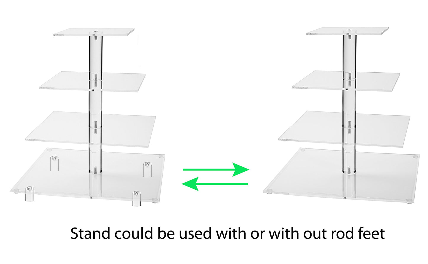 Jusalpha Large 4 Tier Cupcake Stand Square Acrylic Cupcake Tower Stand for Dessert, Pastry, Serving Platter-Candy Bar Party Décor and Supply(with Rod Feet) (4SF-V2)