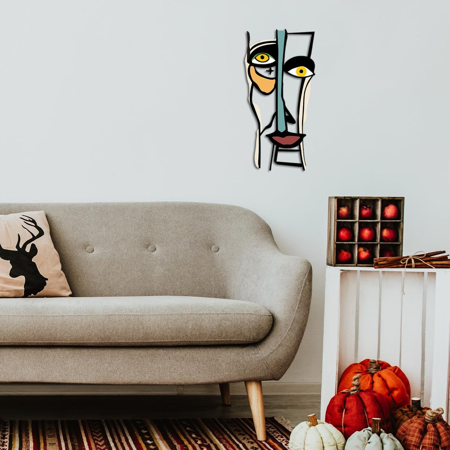Kas Home Abstract Metal Line Face Wall Art Sign Modern Home Decor for Living Room, Bedroom, Office, Housewarming Couple's Gifts (8L x 16W)