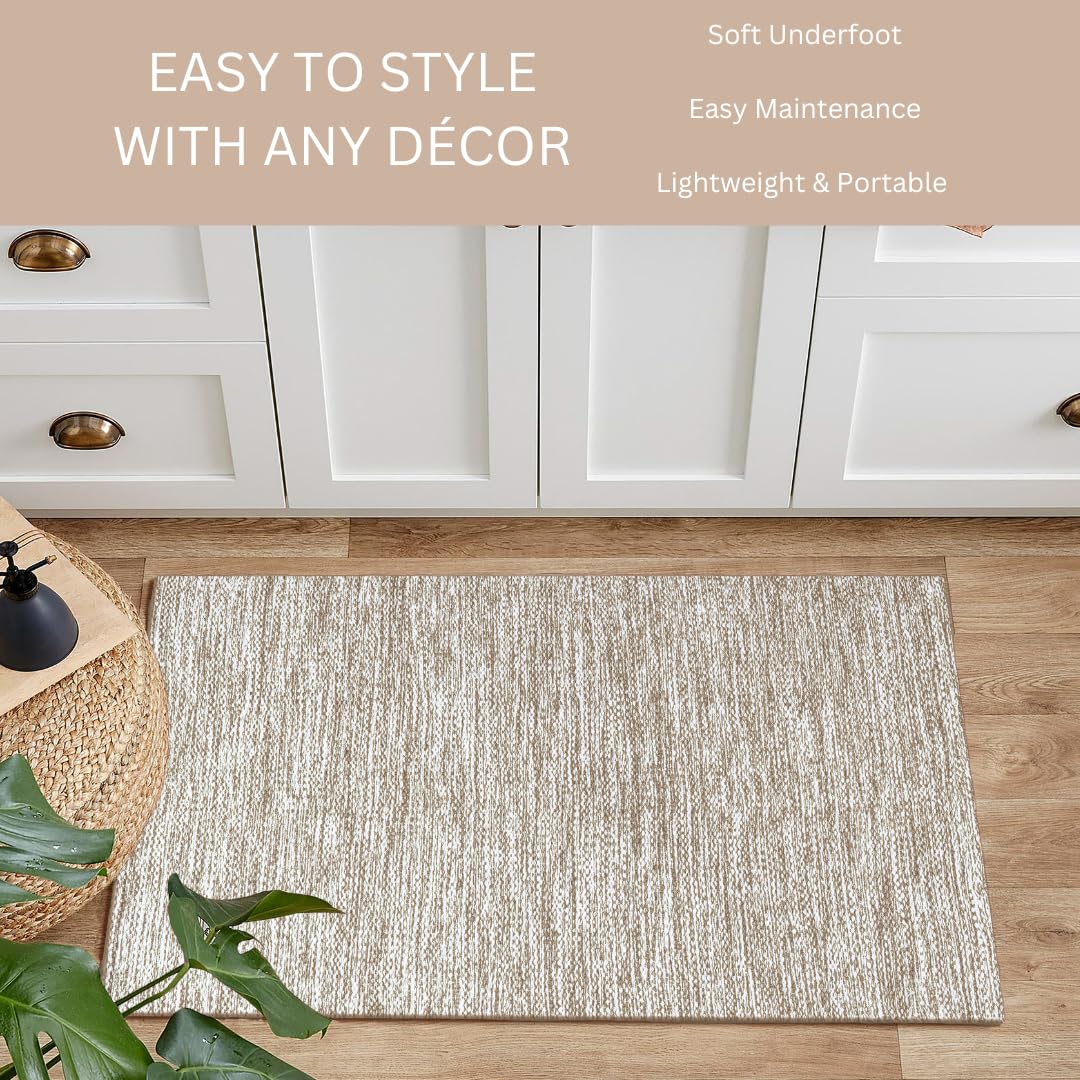 CottonCove Hand Woven Area Rug 2x3 Feet - Rustic Farmhouse Boho Accent Rug for Living Room Bedroom Kitchen Entryway Floor Mats - Ideal for High Traffic Areas 100% Cotton Rag Rug Natural