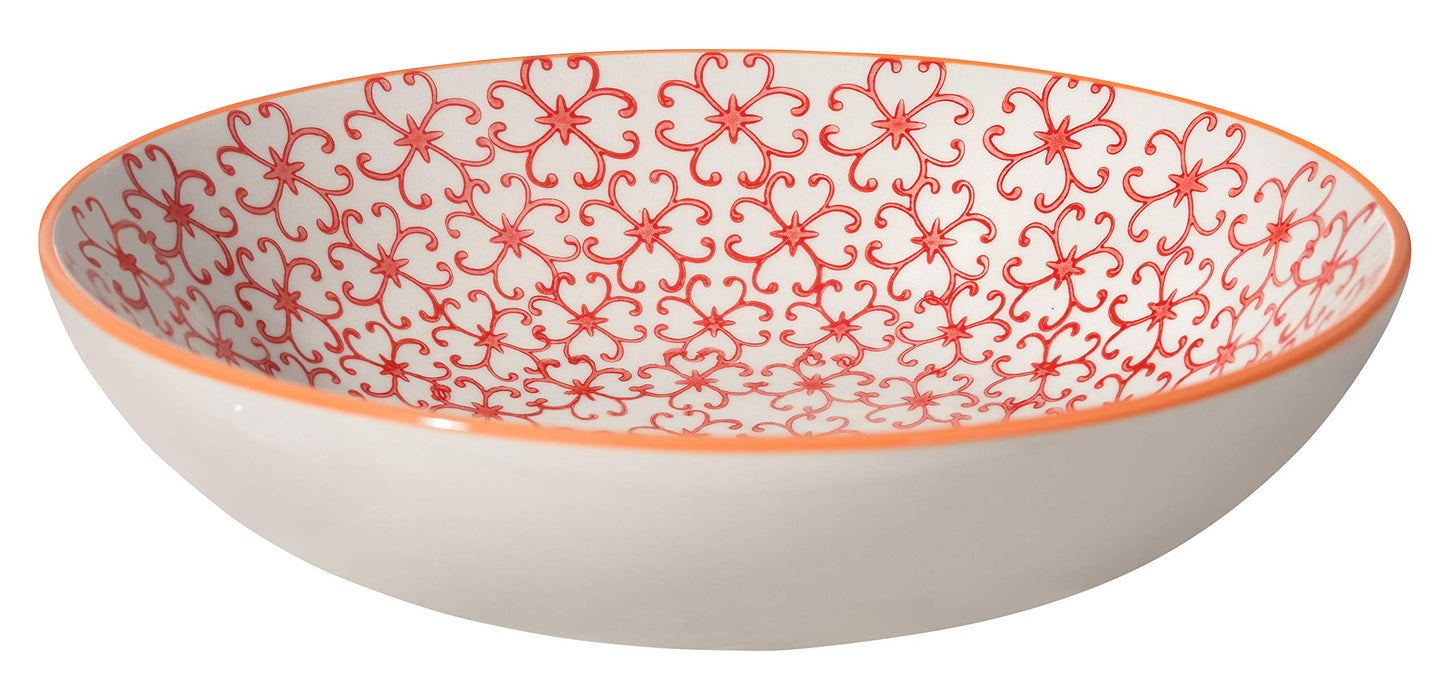 Bloomingville Ceramic Pasta Bowls Carla Express - colorful Serving Dish Dia 7.5'' H 2'', red, Stoneware, content 19.25 fl oz