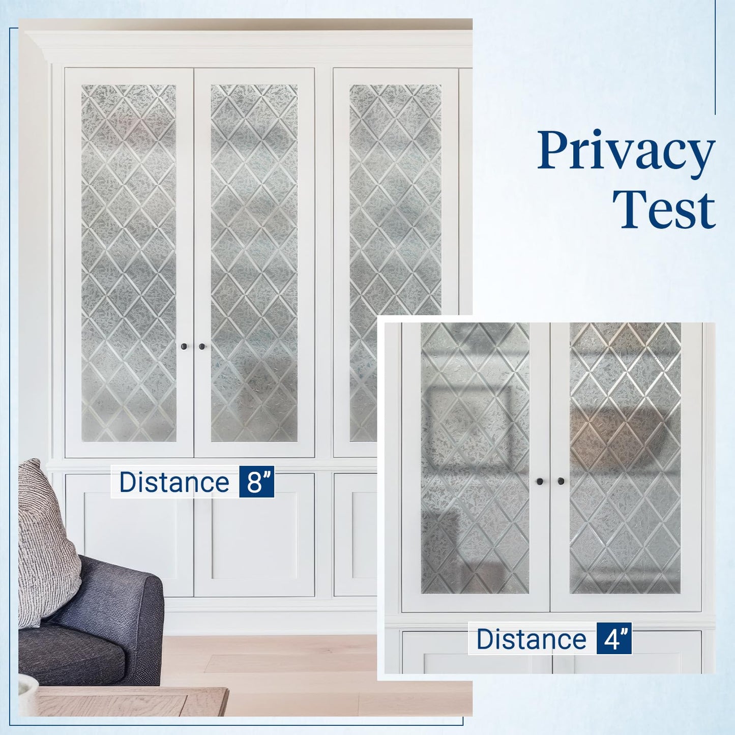 Haton Window Privacy Film Decorative Frosted Glass Window Film, Sun Blocking Stained Glass Clings, Static Cling Removable Stickers for Home Door Coverings, Lattice Pattern 17.5" x 78.7"