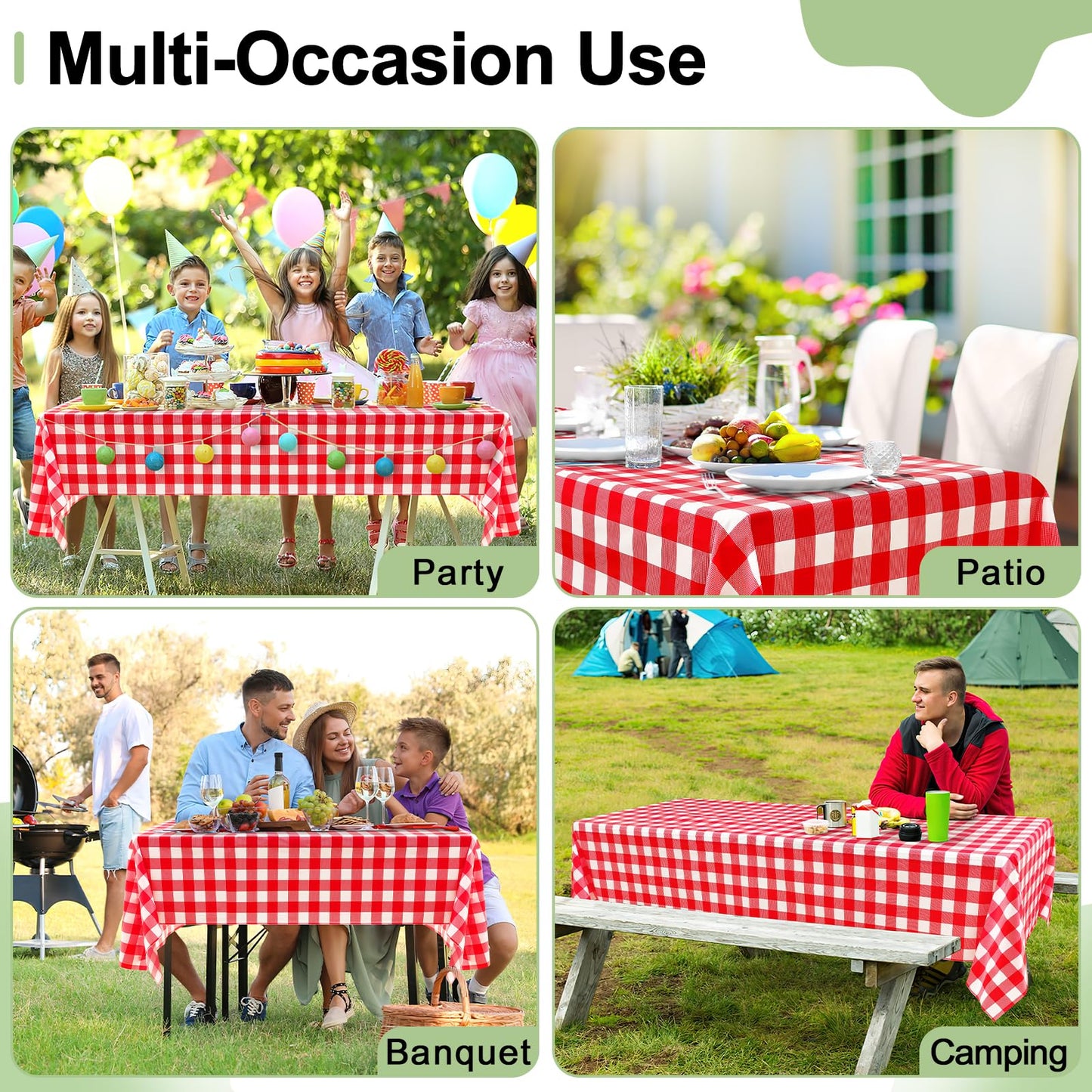 misaya 4 Packs Buffalo Disposable Table Cloth, 54 x 108 Inch Waterproof Plastic Tablecloth, Rectangle Red and White Checkered Table Covers for Picnic, Birthday, Party, Mother's Day