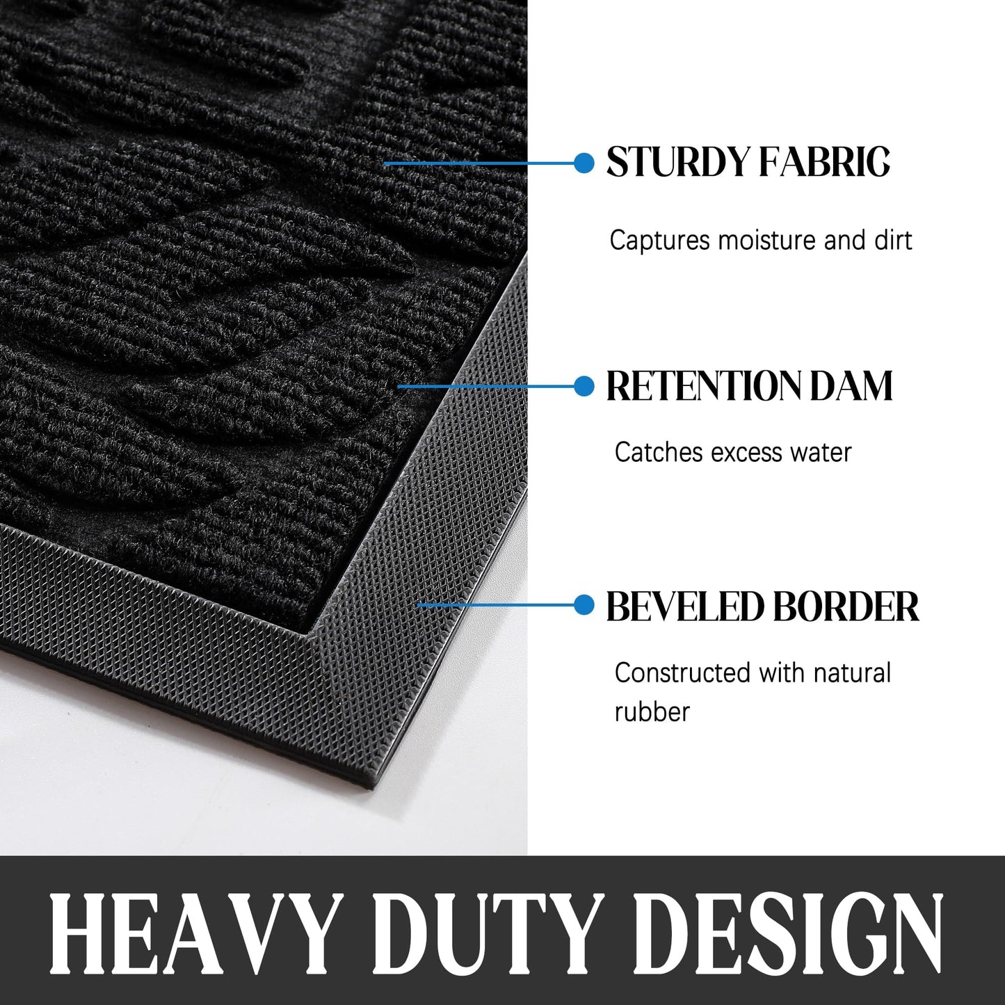 Yimobra Welcome Mat Outdoor 29.5x17, Waterproof Non-Slip Outdoor Mats for Front Door Outside Entrance, Low-Profile Entryway Mat Indoor for Garage Patio, Black