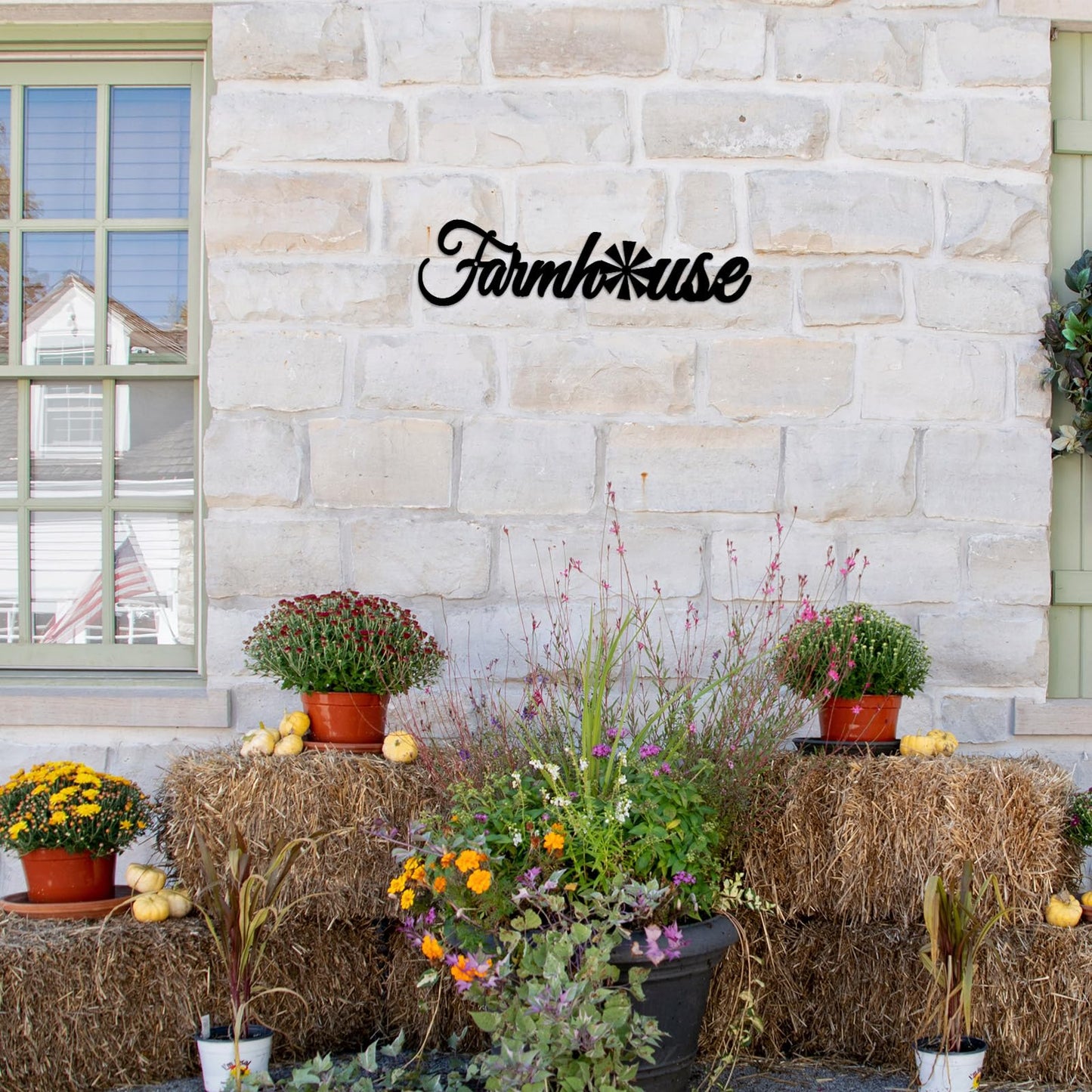 Metal Farmhouse Signs with Windmill, Rustic Farmhouse Letters Sign Wall Art for Living Room Kitchen Entryway Dining Room Bedroom 4.1x16 inches
