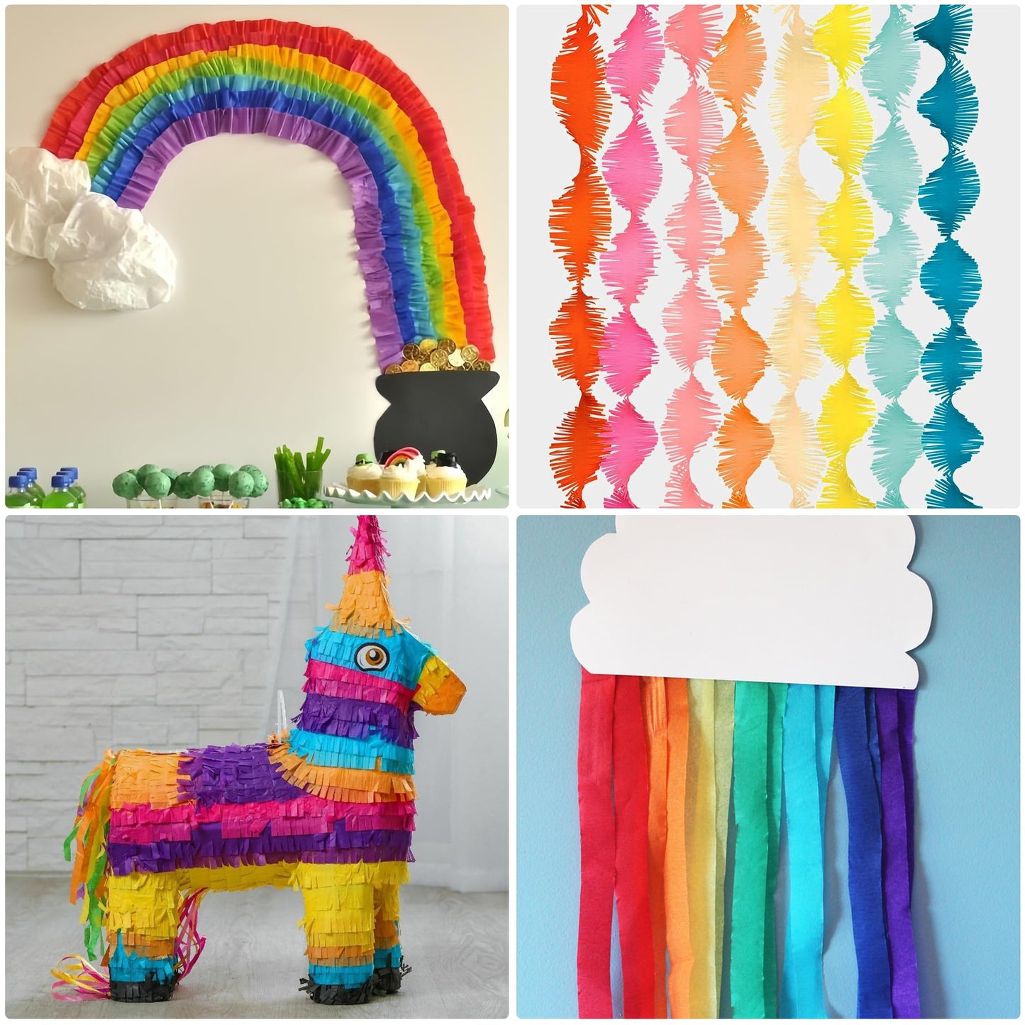 Oun Nana Crepe Paper Streamers 6 Rolls Rainbow Streamers 2.2 Inches 738 Feet, Streamers Party Supplies for Birthday, Wedding, Baby Shower, Bachelorette Party, Graduations Decorations, DIY Crafts