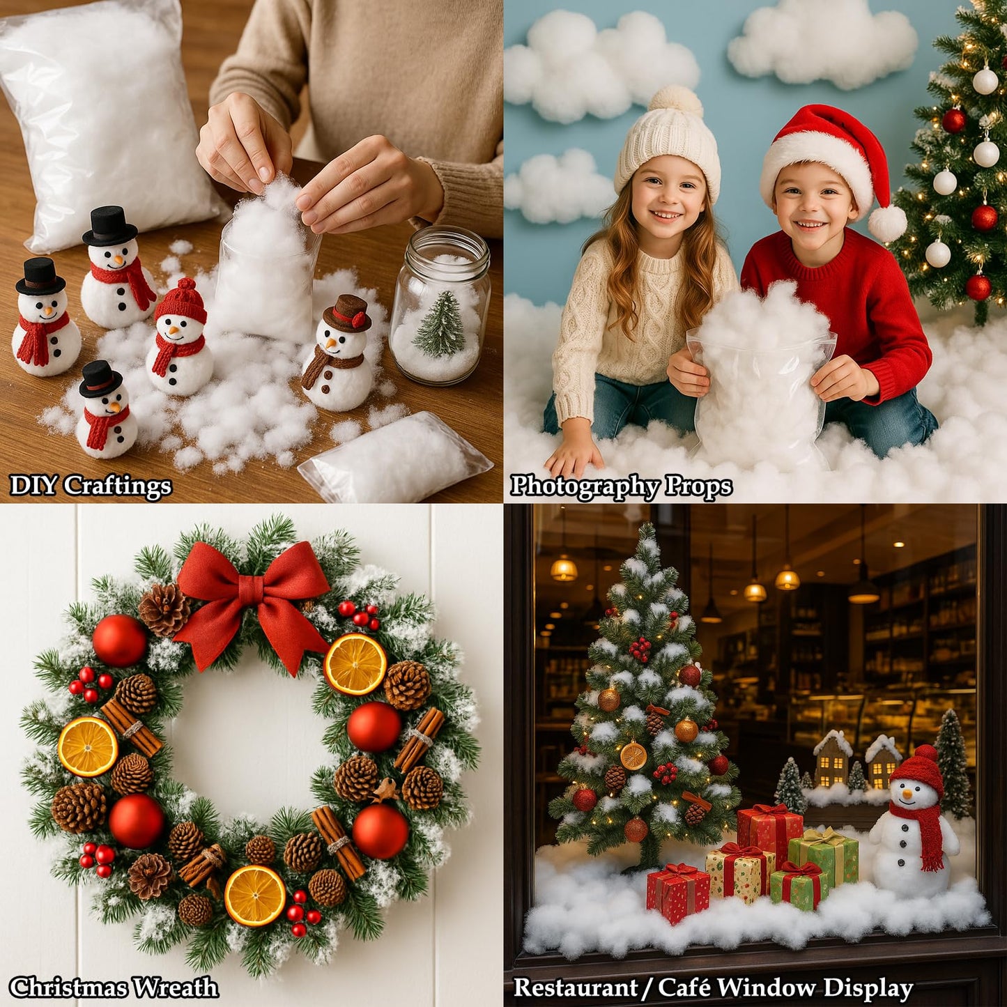 Christmas Fake Snow Decor, Fluffy Artificial Snow Fake Snow Decoration, Flame Resistant Indoor Cotton Snow Blanket for Xmas Village, Nativity, Xmas Tree, Crafts, Photo Prop, Xmas Decorations (5.6OZ)