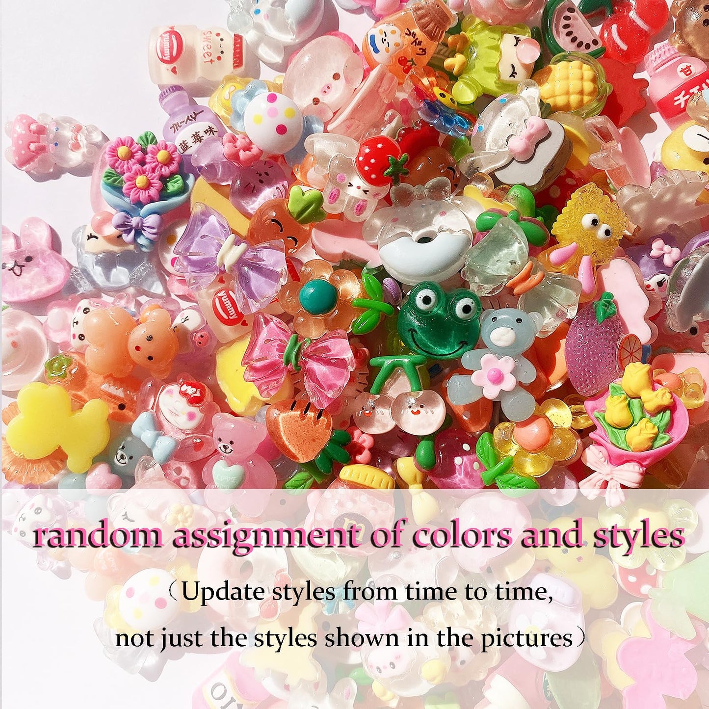 FULUSODO 60pcs Embellishments Cute Set, Flat Back Bulk Mixed Resin Ornament Scrapbooking Set