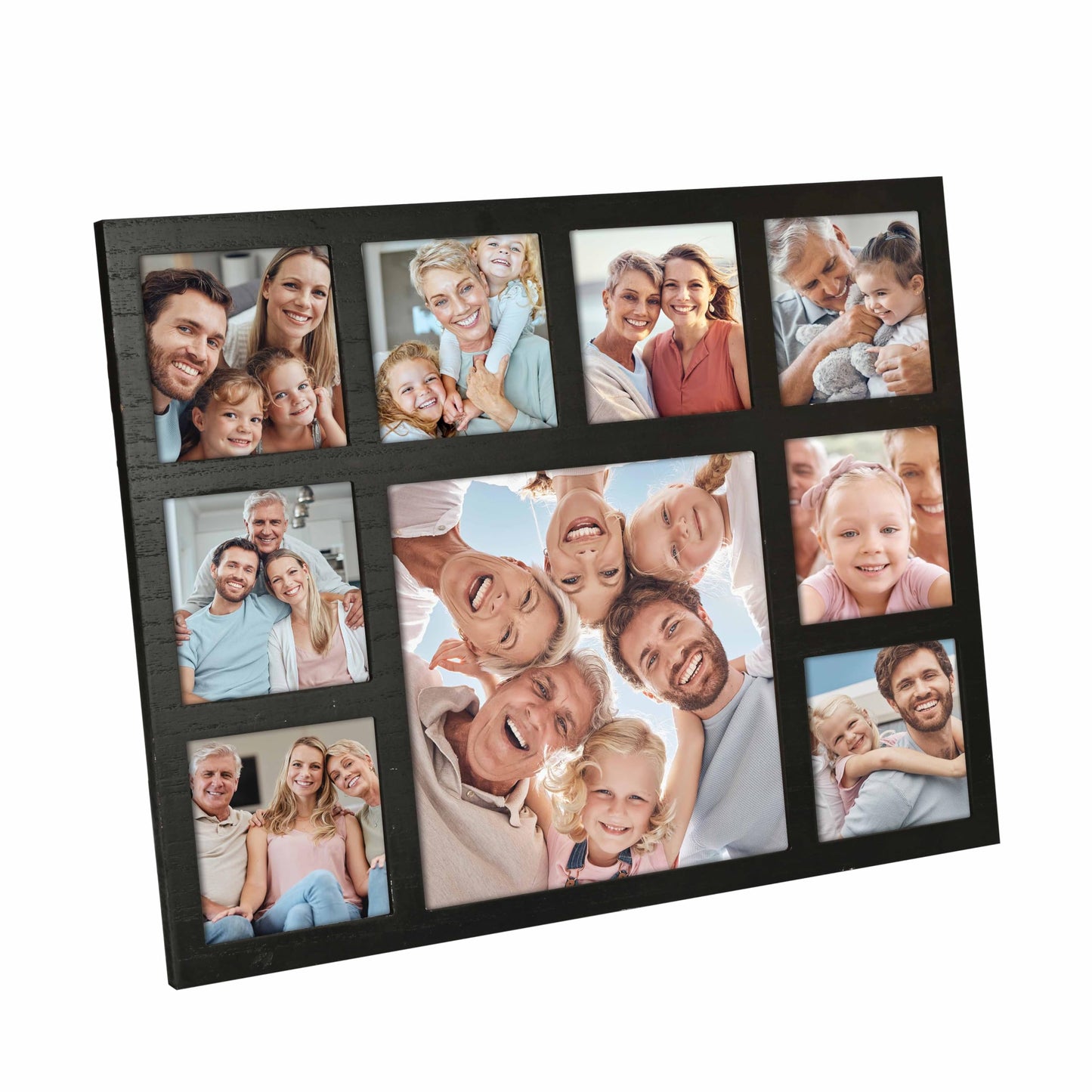 MONT PLEASANT Picture Frame Collage Family Photos Display 4x4 and 8X8-9 Openings Collage Picture Frame for Wall for Tabletop Stand Black Picture Frames Set for Home Decor Family Gifts