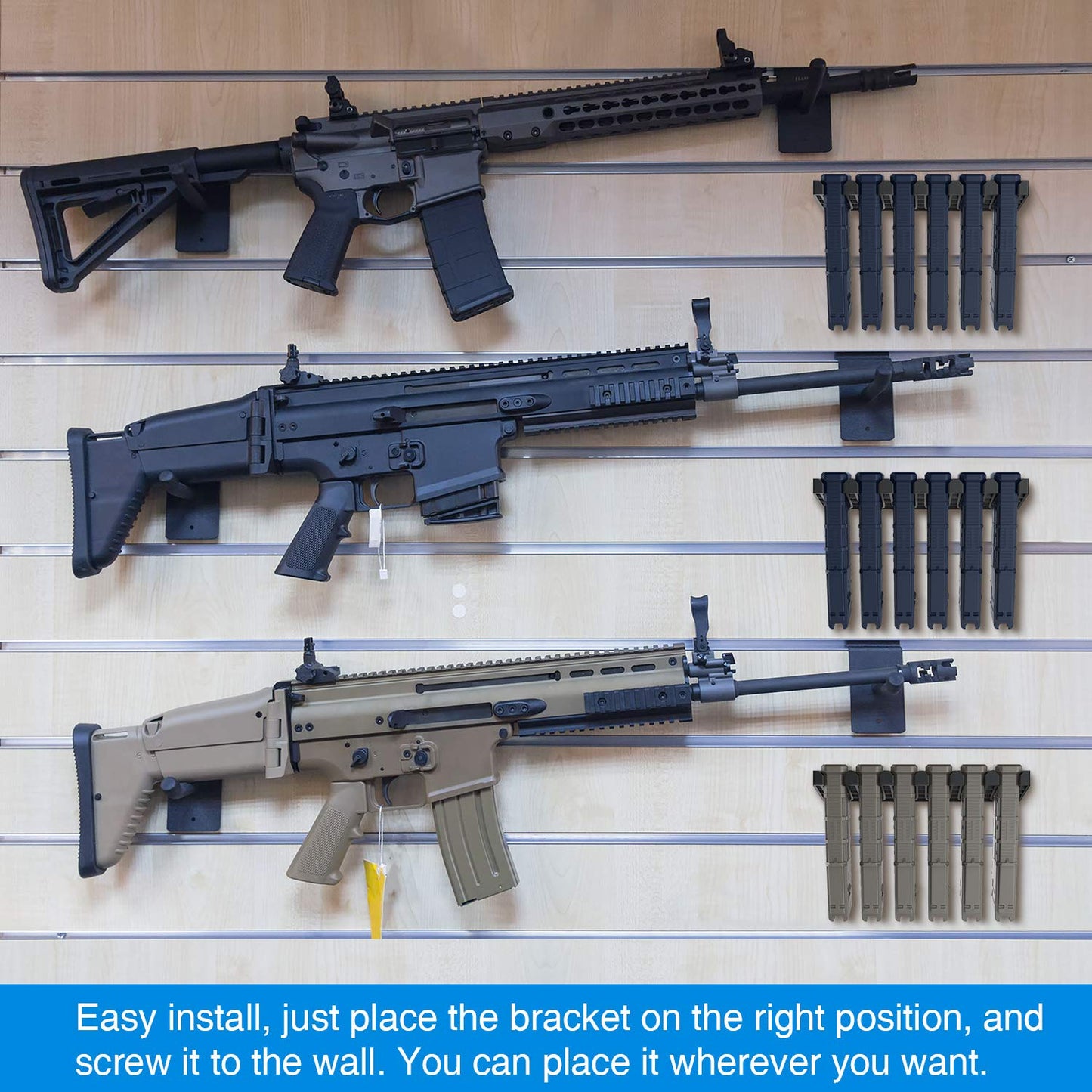 RUSFOL Solid ABS 6X Standard PMAG Wall Mount, Mag Holder, Home Magazine Storage Rack, 2 Pack