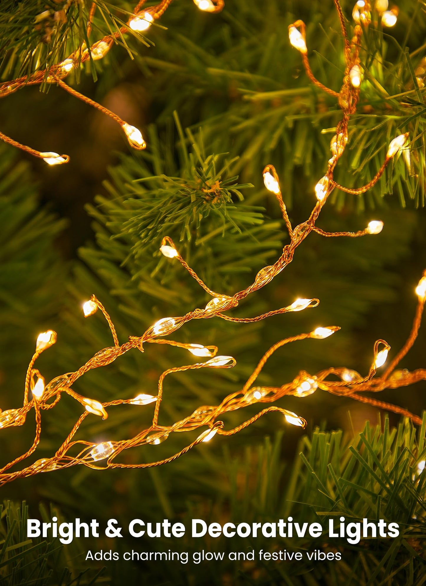 SmartDawn Flowing Fairy Lights Plug in with 14 Modes, 10FT 388LED Twinkle Firecrackers String Lights Indoor Waterproof, Christmas Tree Cluster Lights for Bedroom Garland Christmas Decor, Warm White