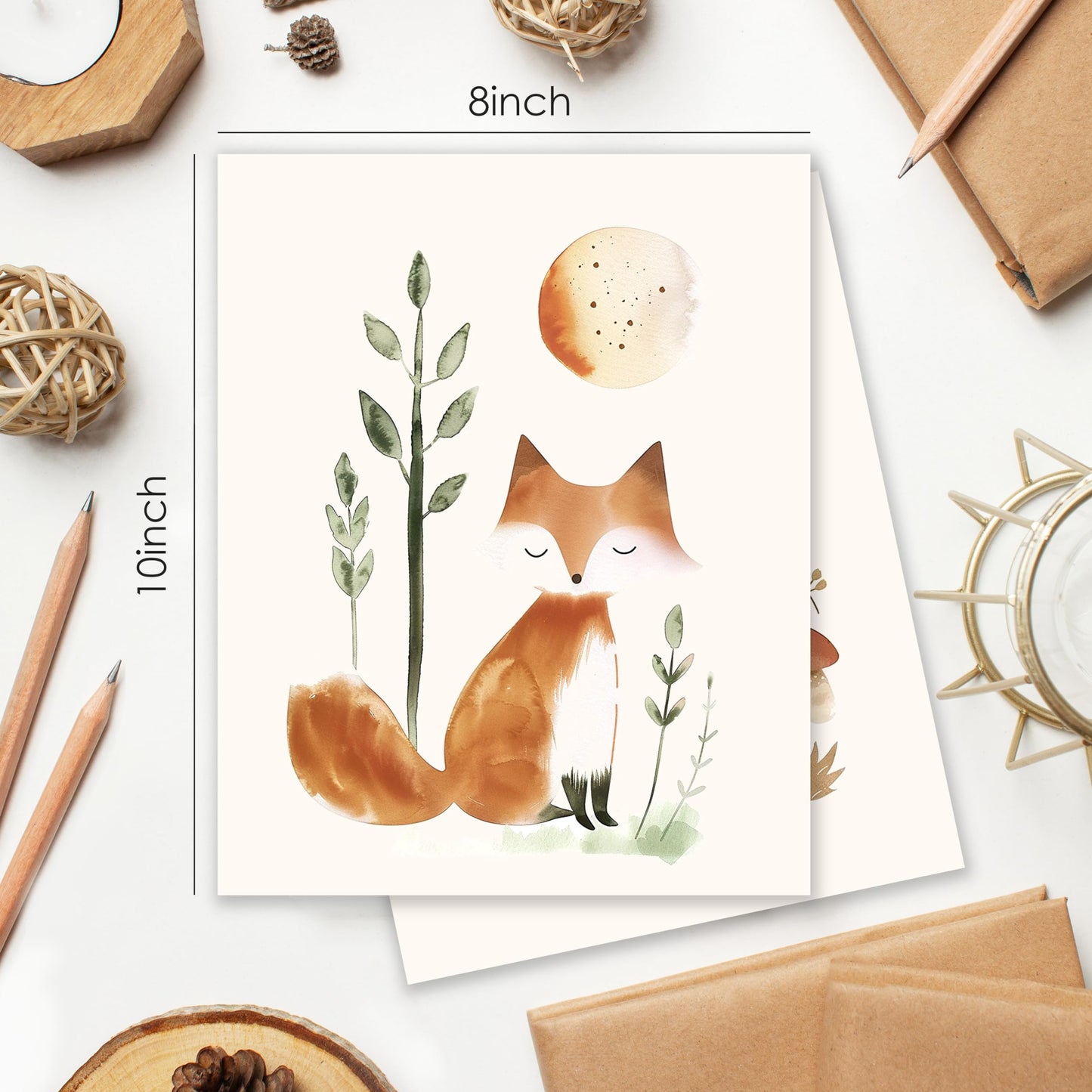 BESERH Woodland Animals Nursery Decor, Wild Animals Forest nursery wall art Hedgehog Fox Hare, Posters Wall Decor for Nursery Boys Girls Room, Framed Set 3, 8x10 Inches Unframed