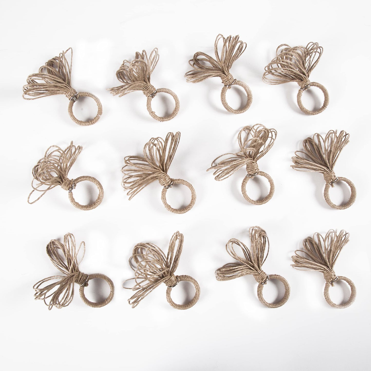 Natural Jute Napkin Ring Set of 12 - Fancy Elegant Beautiful Decorative Napkin Holder for Dining Table Décor, Farmhouse, Easter, Dinner, Party, Wedding, Thanksgiving, Holiday, New Year Everyday Use