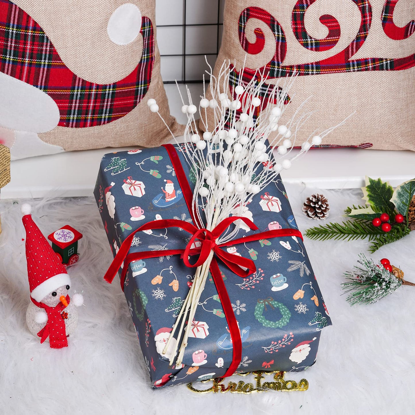 Jmkcoz 12 Pack Glitter Curly Christmas Spray Set White Wispy Willow Christmas Berry Picks Sprays Glittered Twigs Decor for Christmas Tree Topper Wreath Garland Bouquet Floral Arrangement (White)