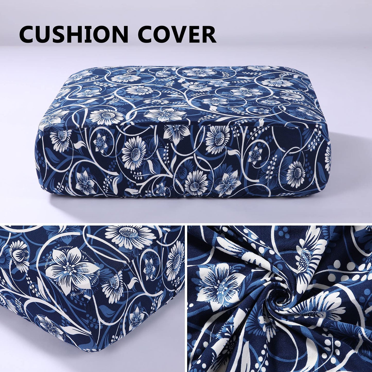 hyha Printed Couch Cushion Covers, Floral Sofa Covers Washable for Cushion Couch, Stretch Pattern Outdoor Cushion Covers for Patio Furniture with Elastic Bottom(Small, Baroque)