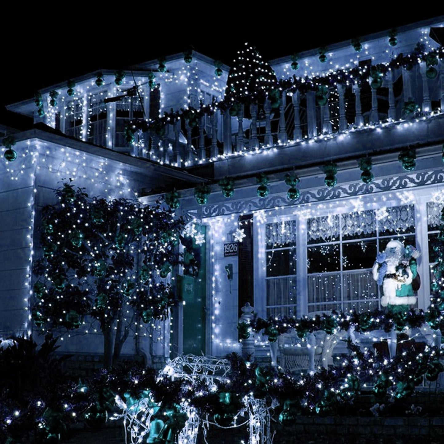 TW SHINE 2 Pack Solar Christmas Lights Decorations Outdoor, Total 400 LED 132 FT Solar Powered Outdoor Christmas Lights with 8 Modes, Waterproof Christmas Decor for Home Tree Party Yard (White)