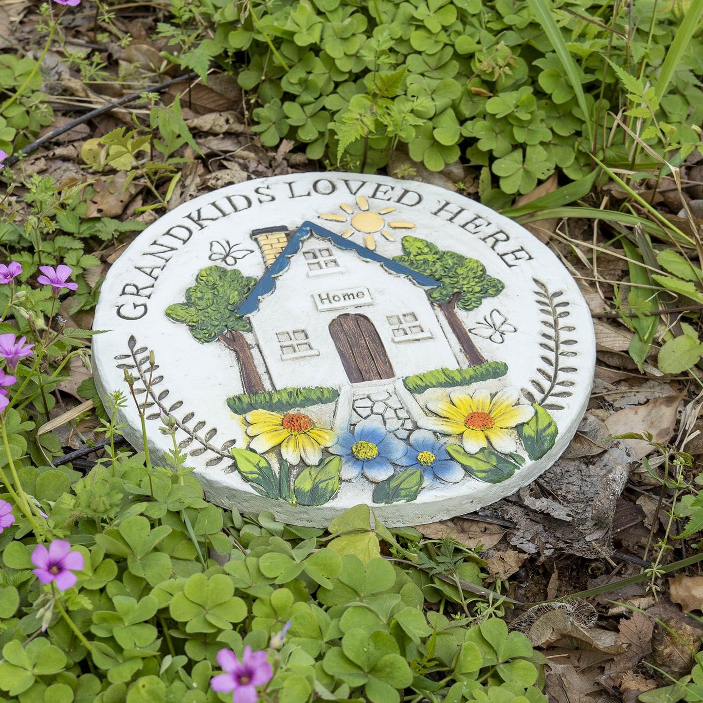 Bechivie Grandma Garden Stepping Stone Yard Walkway Step Stone Grandma Gifts from Grandchildren Home Outdoor Decor Lawn Concrete Stepping Stones Outside Decorations, regular, White