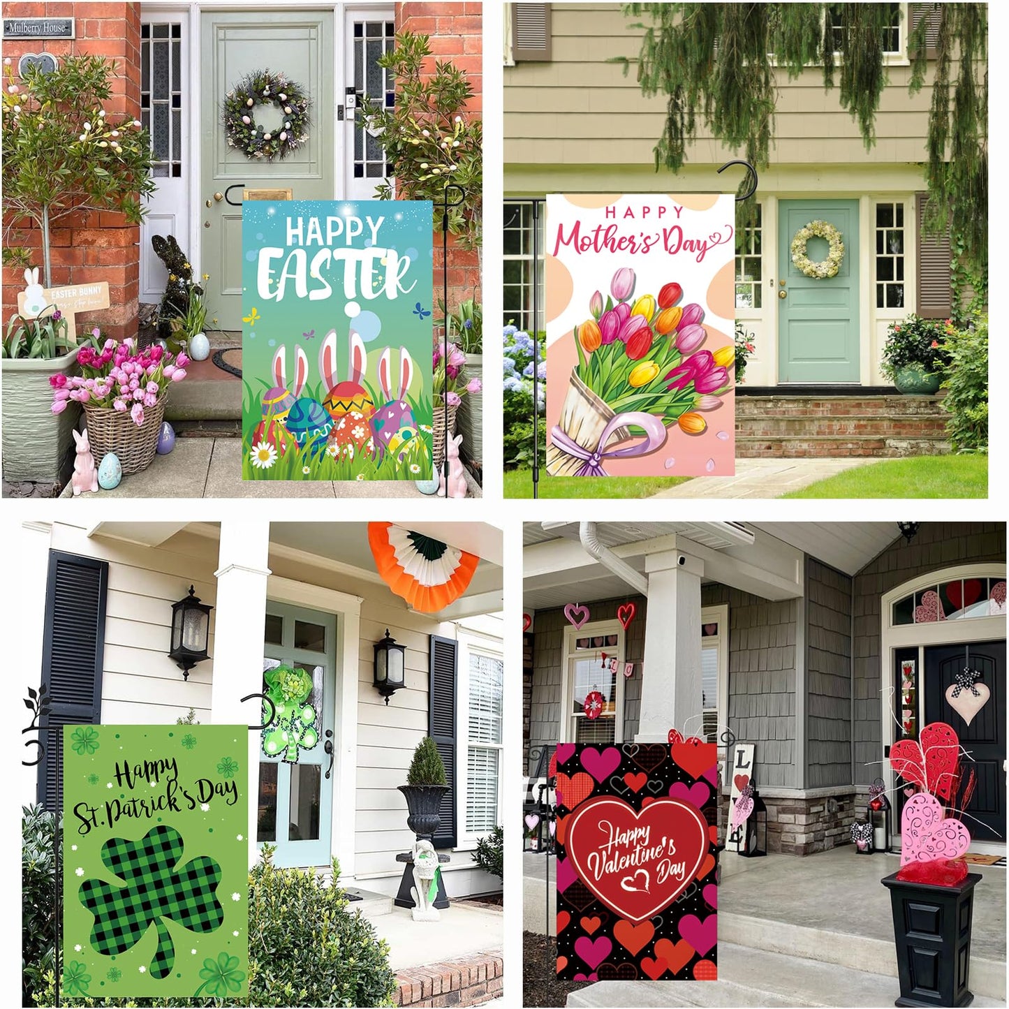 Seasonal Garden Flags Set of 12 Double Sided 12x18 Inch, Small Yard Flags for Outside, Spring Summer Fall Winter & Holiday Outdoor Decor, Halloween Christmas Easter Decorations for All Seasons