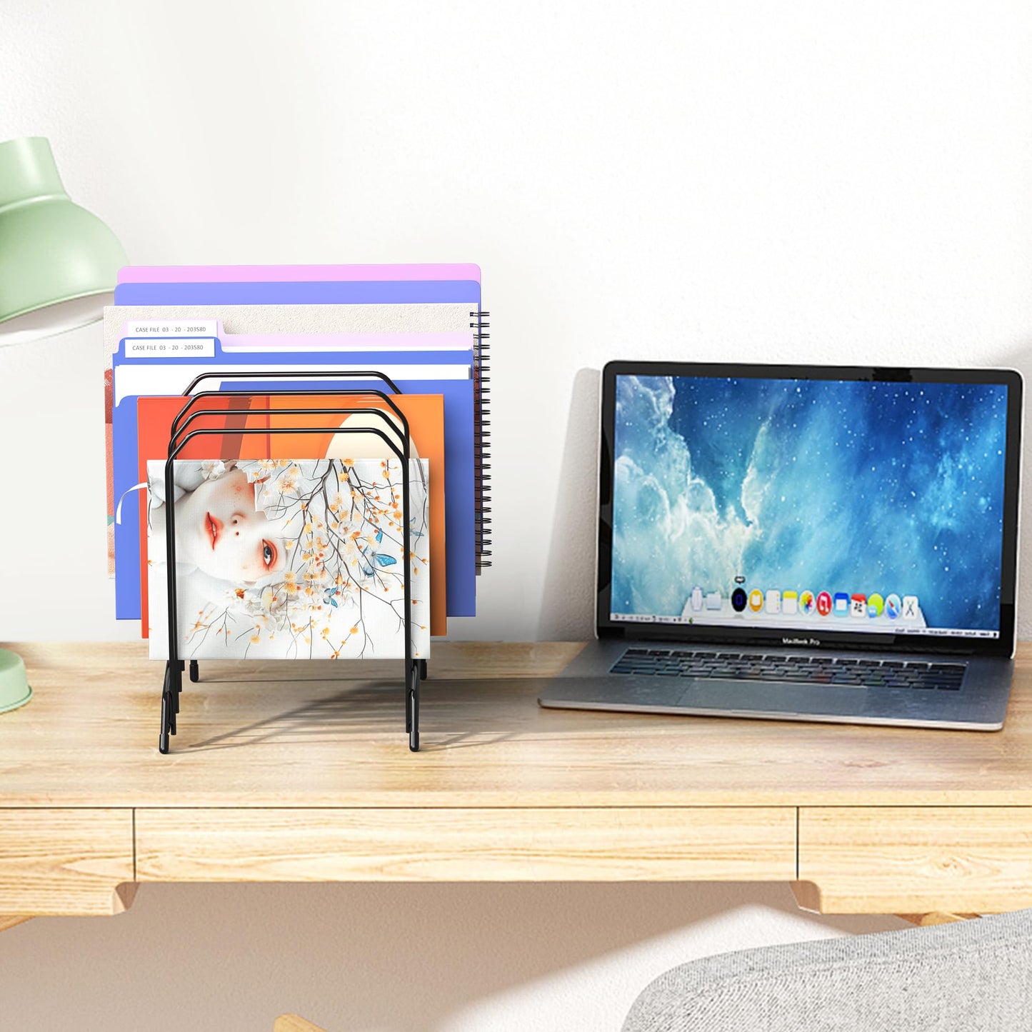 Gawerk Incline Metal Desk Magazine Folder Holder, Sorter Desk File Organizer with 8-Section Vertical Compartments Rack File Organizer for Office, Home, School (2 Pack)