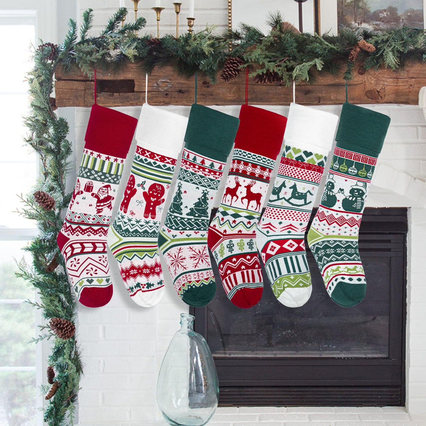 Relosy Christmas Stockings - 18'' Large Knitted Xmas Stocking for Kids,Family Stocking,Gifts & Decorations for Fireplace Christmas Holiday Party