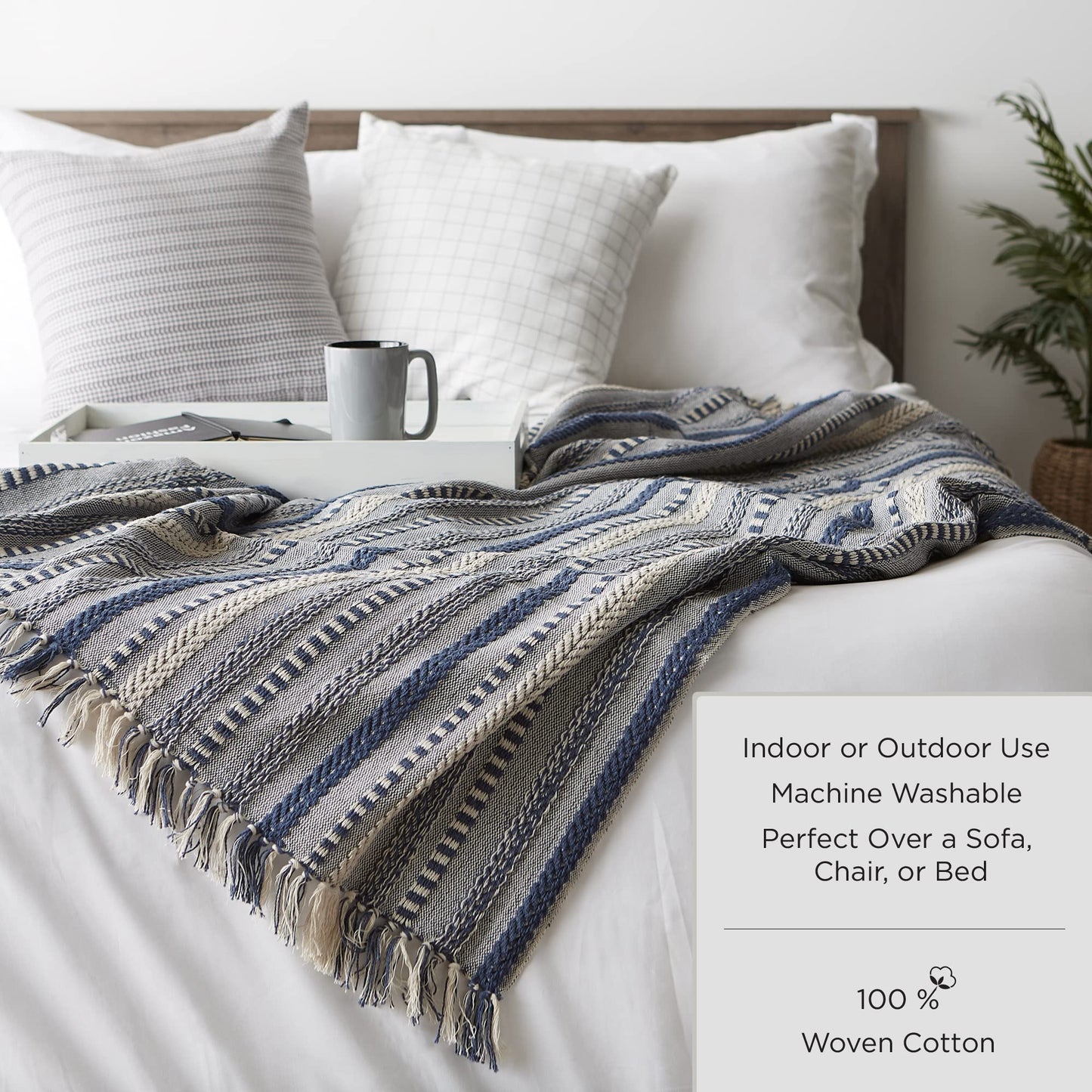 DII Woven Throw Collection 100% Cotton, Basketweave, 50x60, Spice