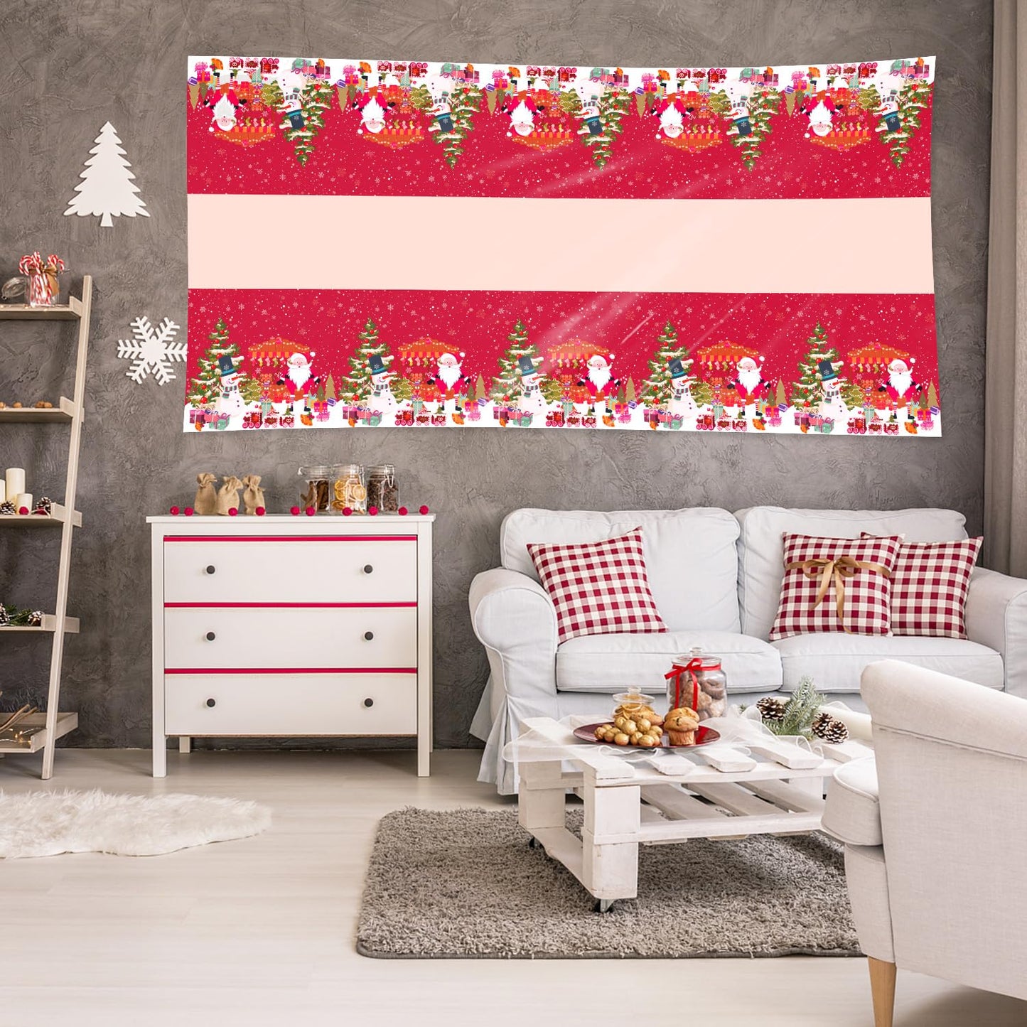 CartaChic Christmas Tablecloth Disposable 3 Pack – 54 x 108 Inch Red Plastic Christmas Snowman Table Cloth for Rectangle Tables,Xmas Decor Holiday Party Supplies