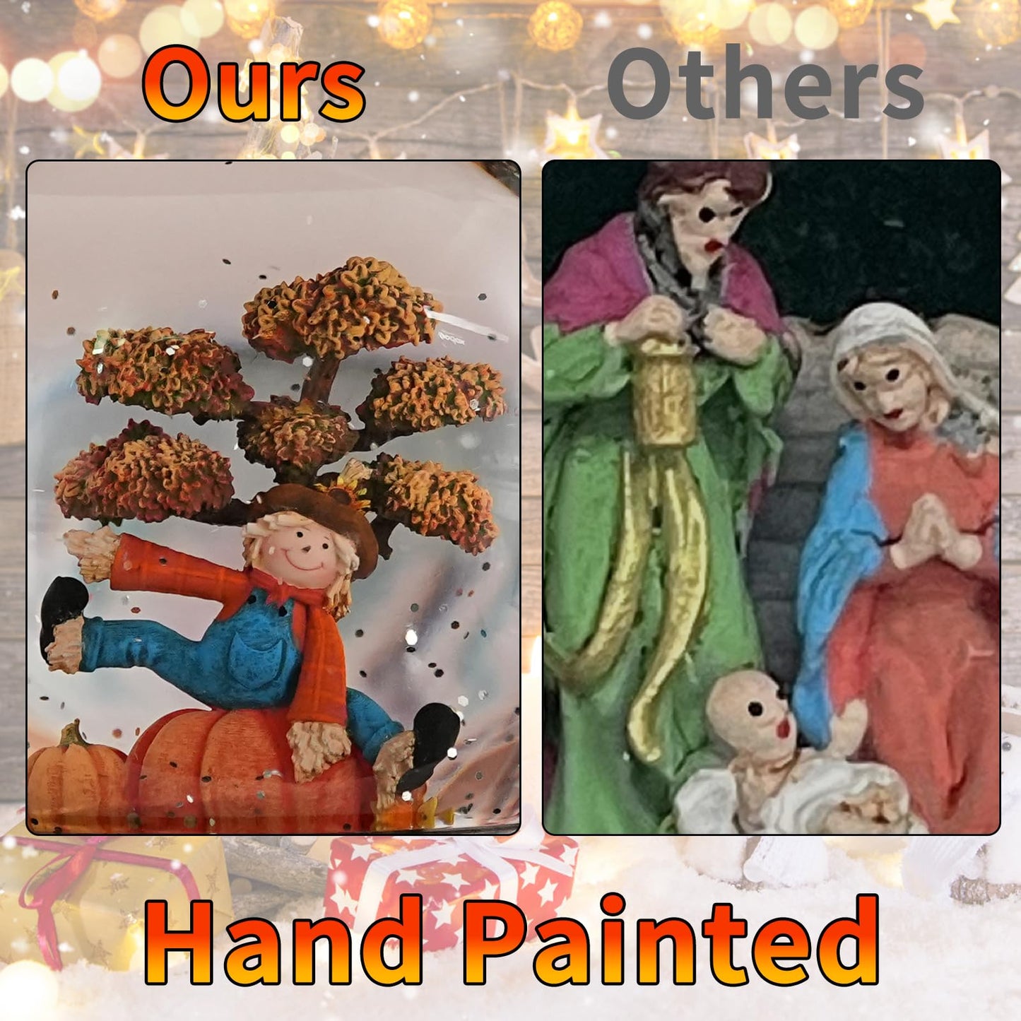 Thanksgiving Decorations Snow Globes, Light Up Snow Globe Lantern with Scarecrow Pumpkin, 6H Timer, USB & Battery Operated Fall Decorations for Autumn Thanksgiving Harvest…