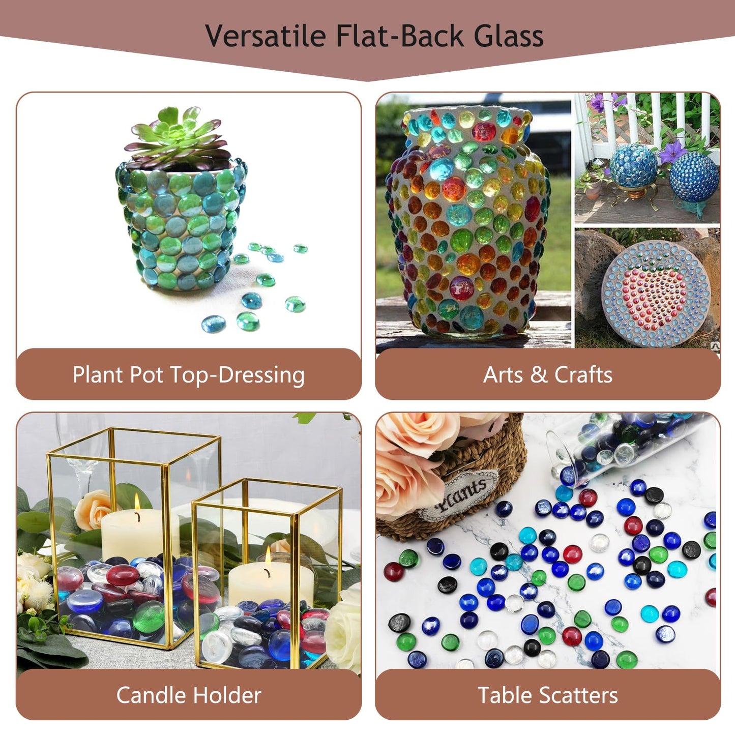 Ismosm Flat Glass Marbles 2LB, High-Luster Glass Vase Filler Beads, Translucent Glass Pebbles for Vases, Crafts, Fire Pit Glass, Aquarium Decorations, Centerpieces, Landscaping