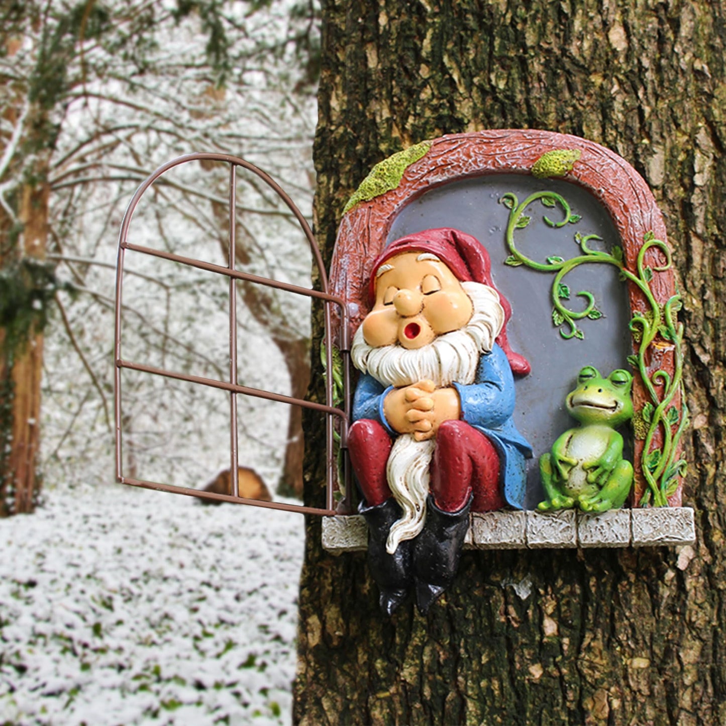 Outdoor Garden Statues, Resin Gnome Tree Hugger, Durable Outdoor Decor, Whimsical Yard Sculpture, Garden Peeker Yard Art, Waterproof & Handcrafted, Unique Christmas Decorations Outdoor Ornament Gift