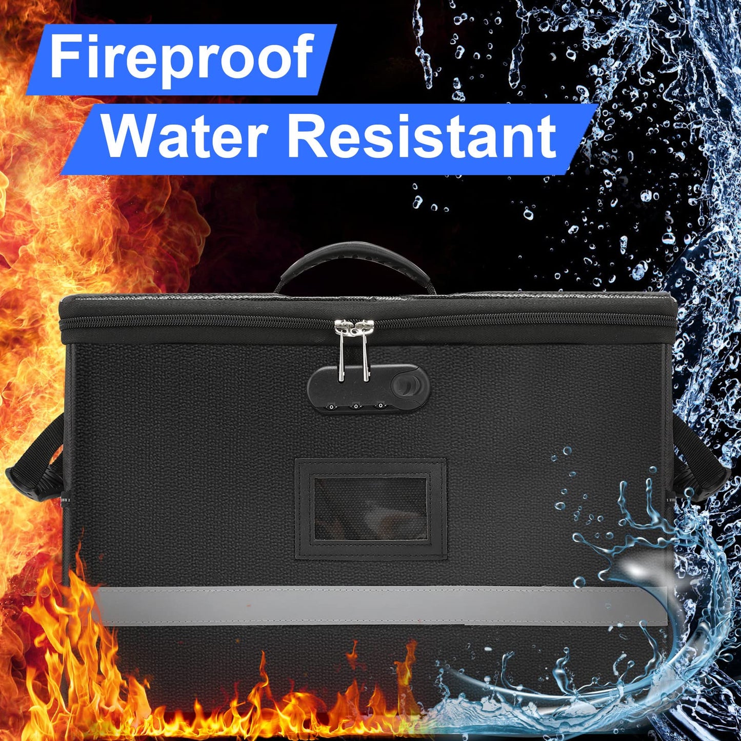 EXLIFBAG File Organizer, Fireproof File Box with Lids, Important Document Organizer Box with Lock, Portable File Folder Organizer with Handle