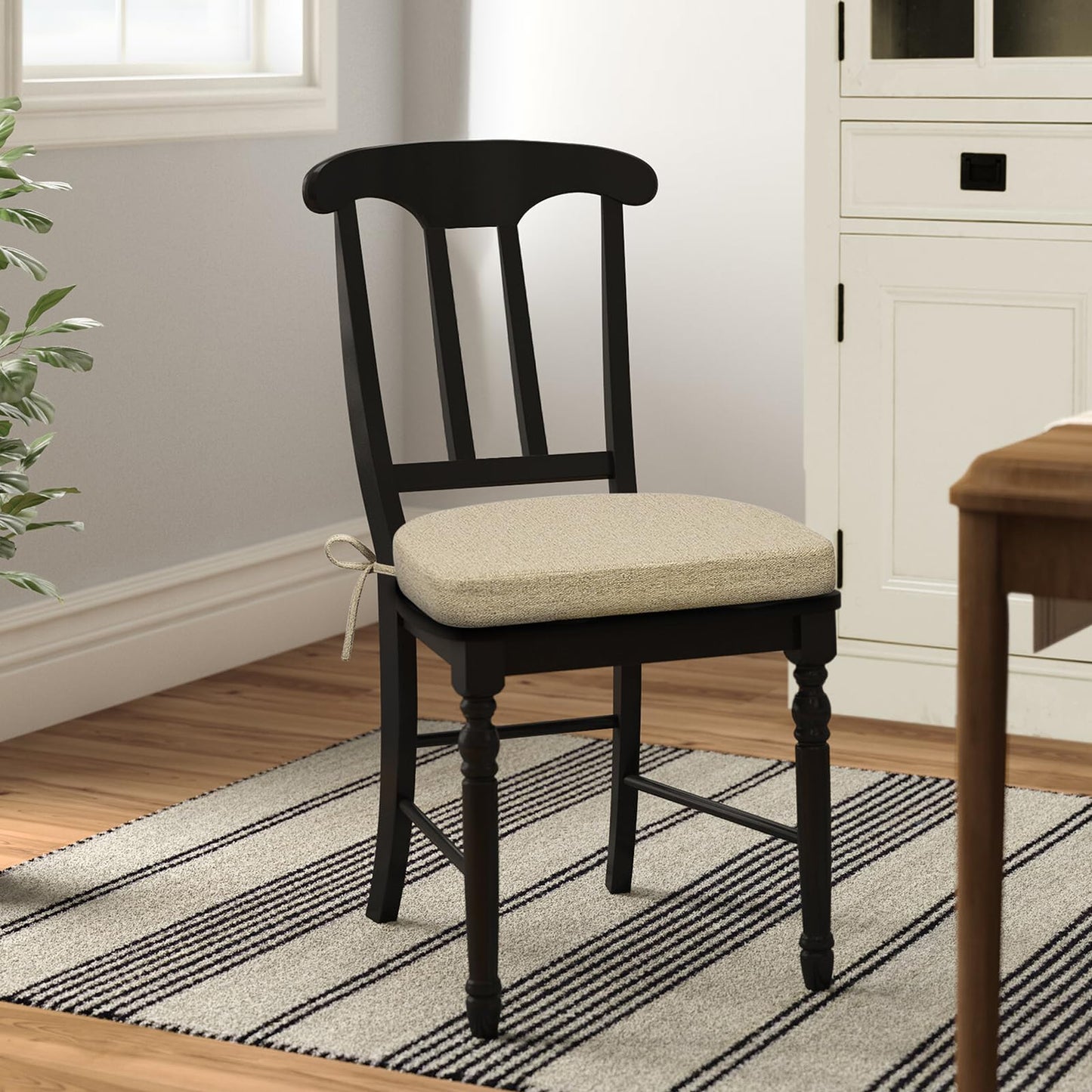 Shinnwa Dining Chair Cushions, Non-Slip Kitchen Chair Cushions with Ties and Machine Washable Cover, 17 x 16.5 x 2in, Natural Linen