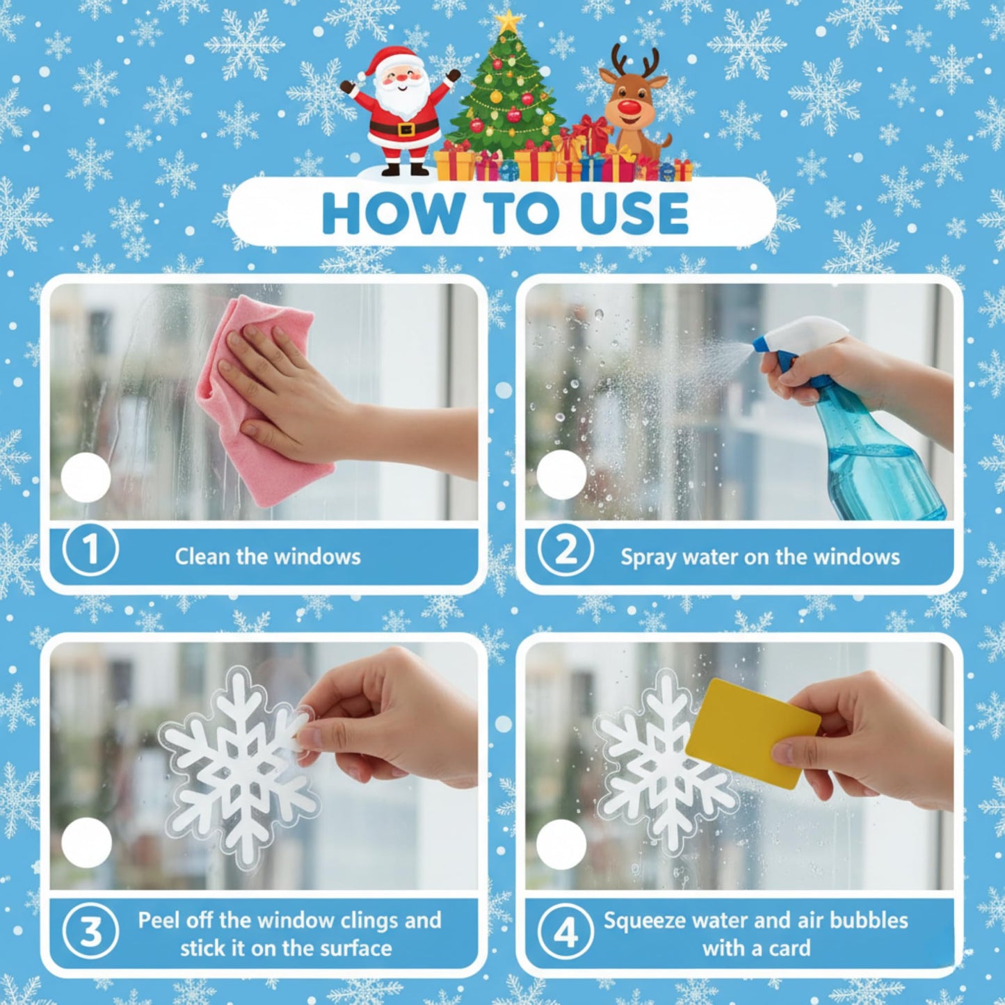 Snowflake Window Clings Stickers | 456Pcs Snowflake Clings Window Decal Christmas Decorations Christmas Stickers Winter Xmas Decorations Indoor Outdoor Glass Accesories Decor Supplies
