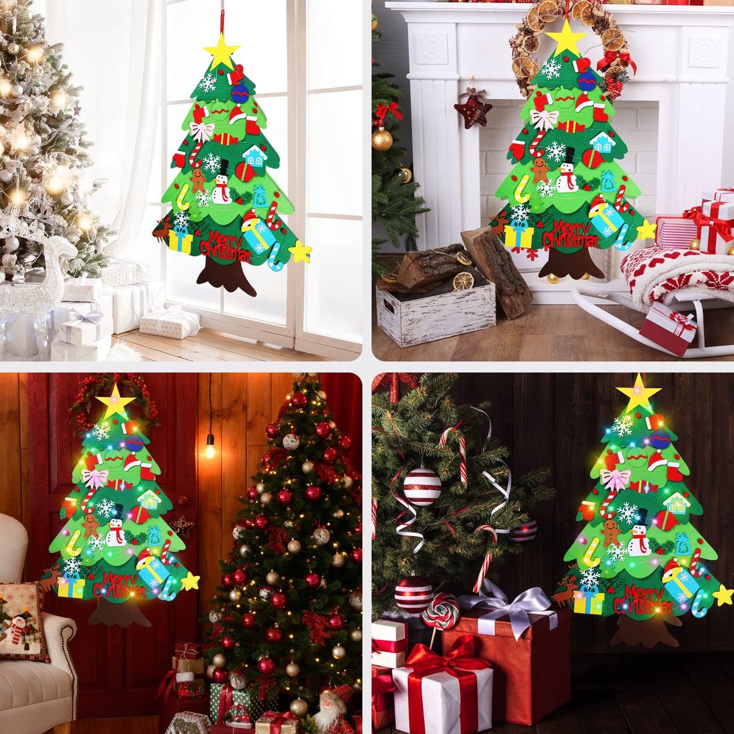 DIY Felt Christmas Tree-3.5 FT Wall Felt Christmas Tree Set for Xmas Gifts Home Door Wall Decoration