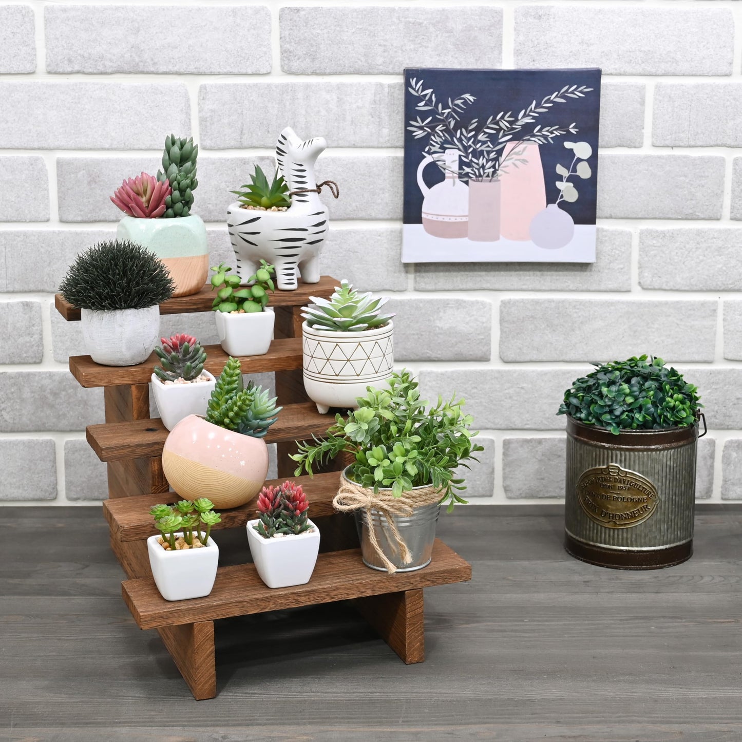 Ikee Design 5-Tier Wooden Display Riser Stand for Plants, Cupcakes, Stepped Tiered Wood Display Stand for Collectibles, Sunglasses, Jewelry, for Weddings, Vendor Markets, Retail