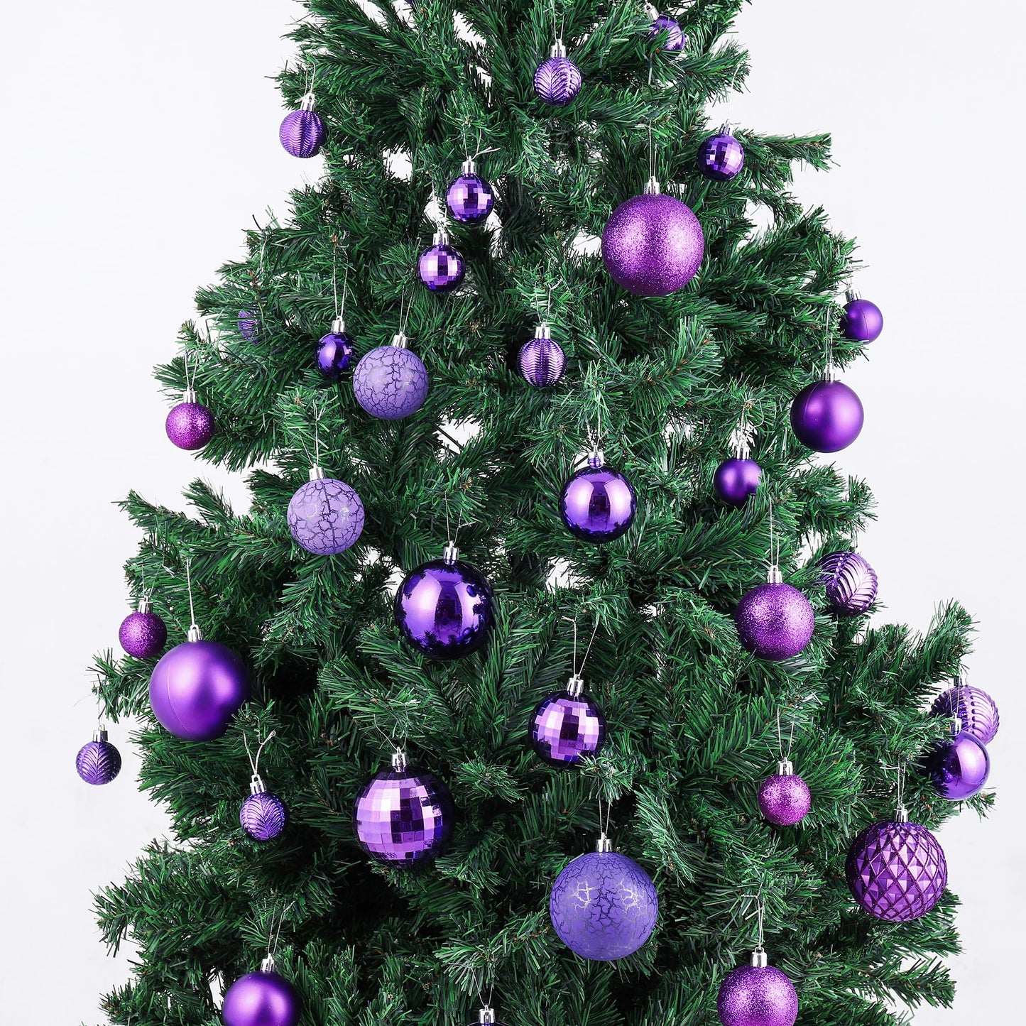 LANGXUN 36pcs Purple Christmas Tree Decorations Balls, Bolas De Navidad, 2025 Christmas Decor, Indoor Outdoor Shatterproof Christmas Ornaments, Xmars Party Wedding Suppiles