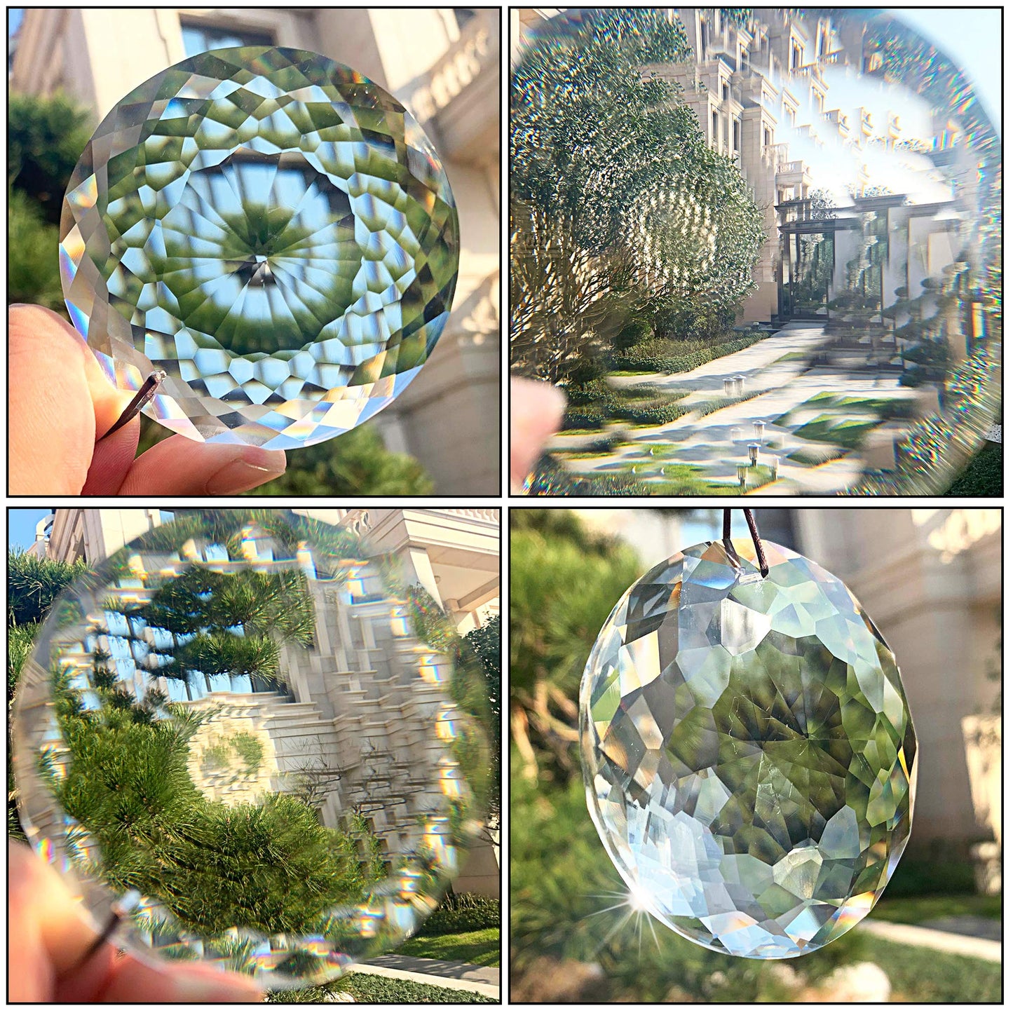 HDCRYSTALGIFTS 75mm Prism Hanging Crystal Suncatcher Clear Chandelier Crystals Flower of Life Prisms Sun Catcher Indoor Window Glass Ornaments for Christmas Tree Gifts
